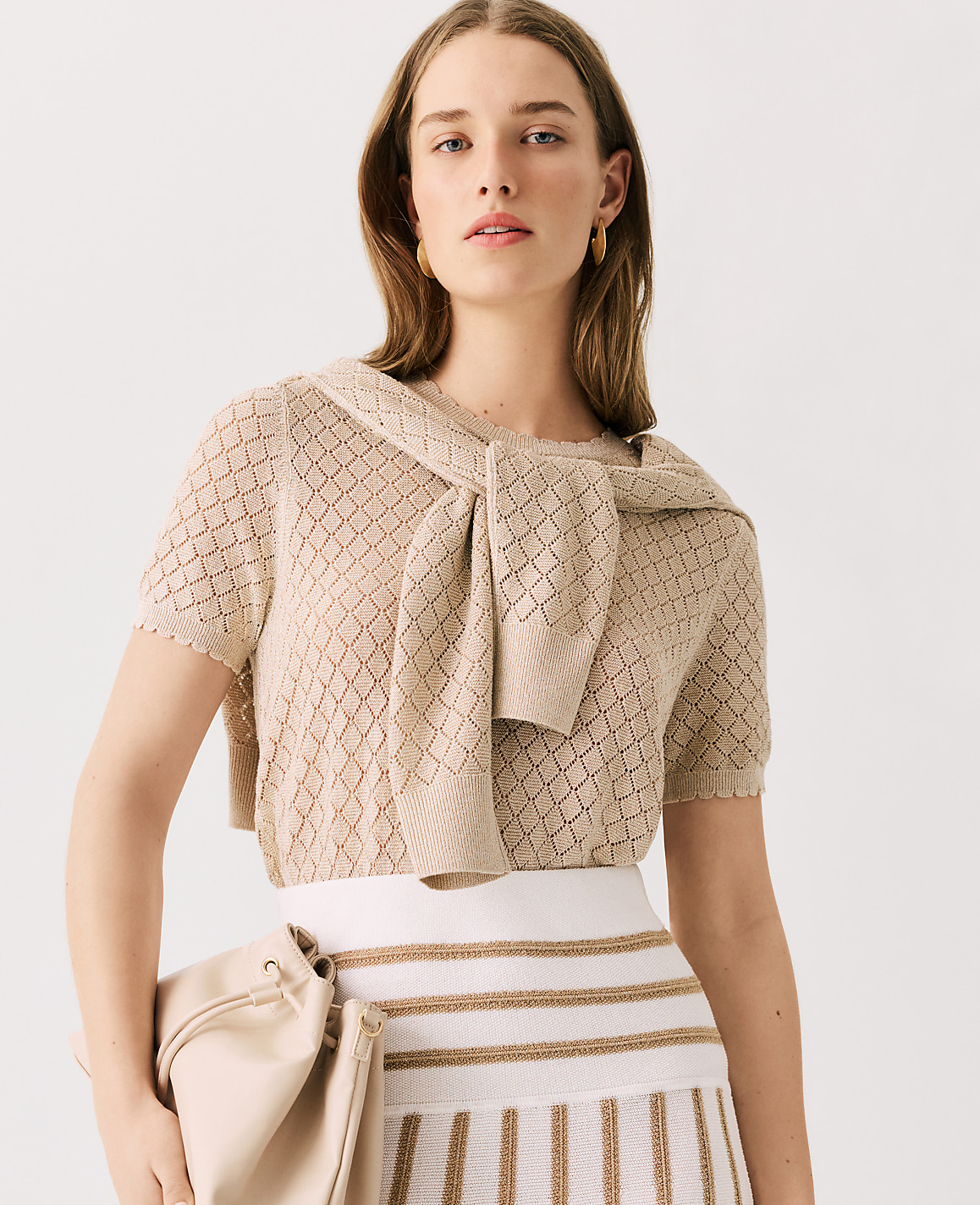 Shimmer Pointelle Modern Sweater Tee