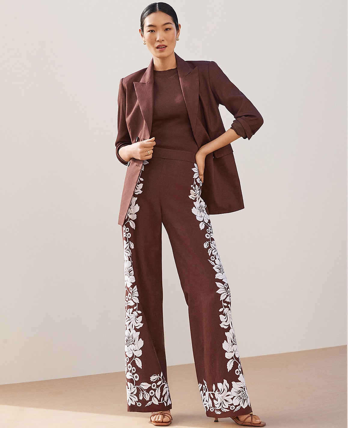 The Easy Wide-Leg Pant in Floral Linen Blend
