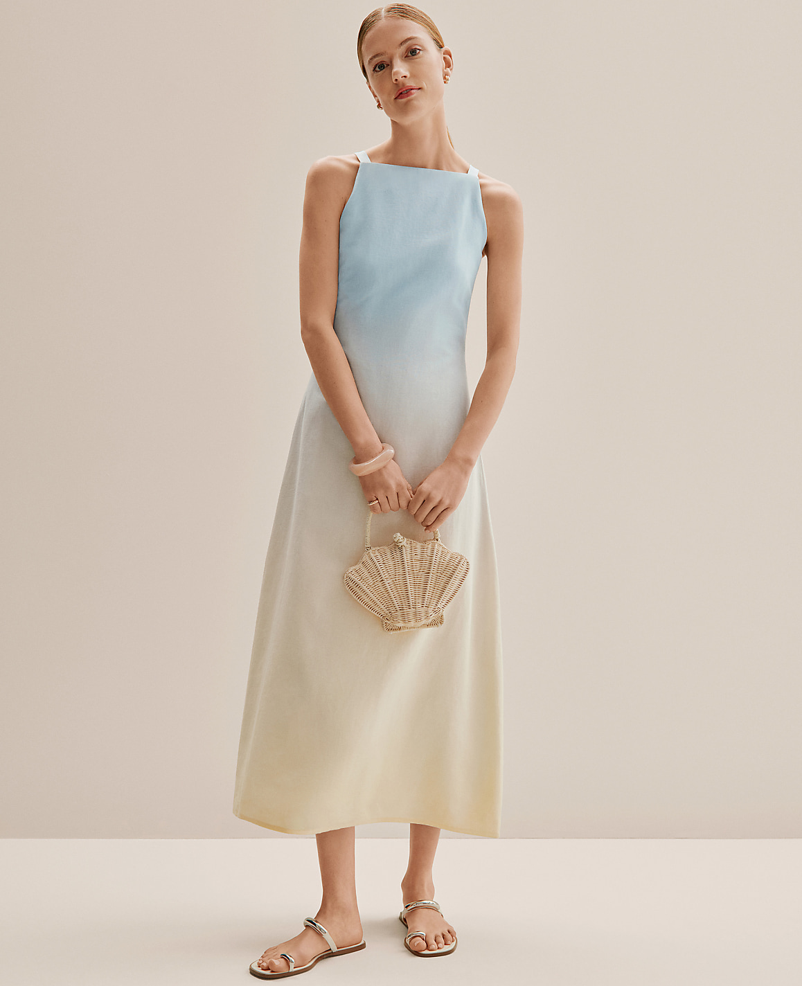 Weekend Ombr&eacute; Midi Dress in Linen Blend