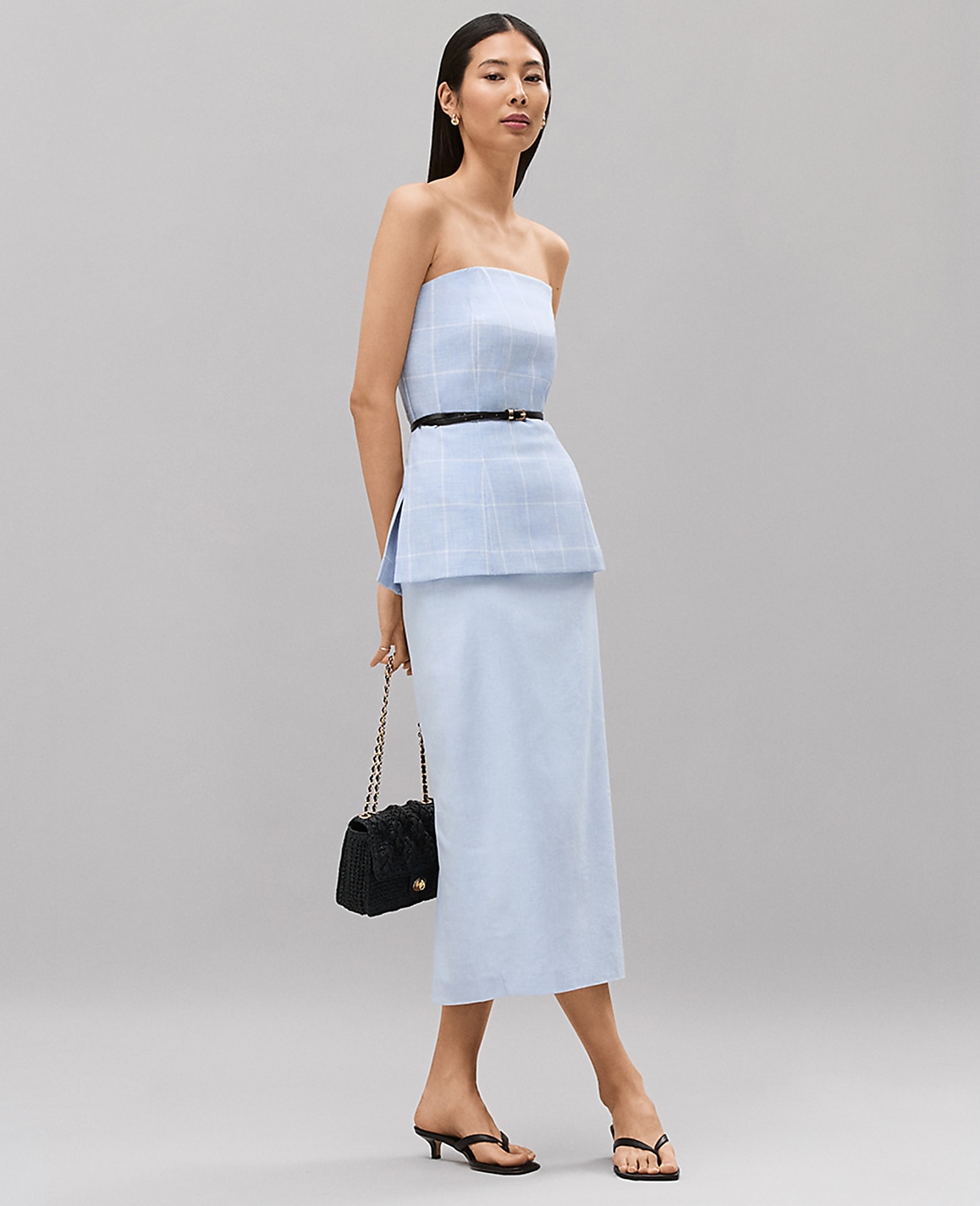 The Petite Clean Midi Skirt in Linen Blend