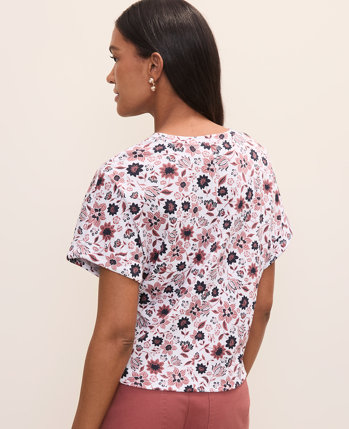 Petite Weekend Floral Crew Neck Top