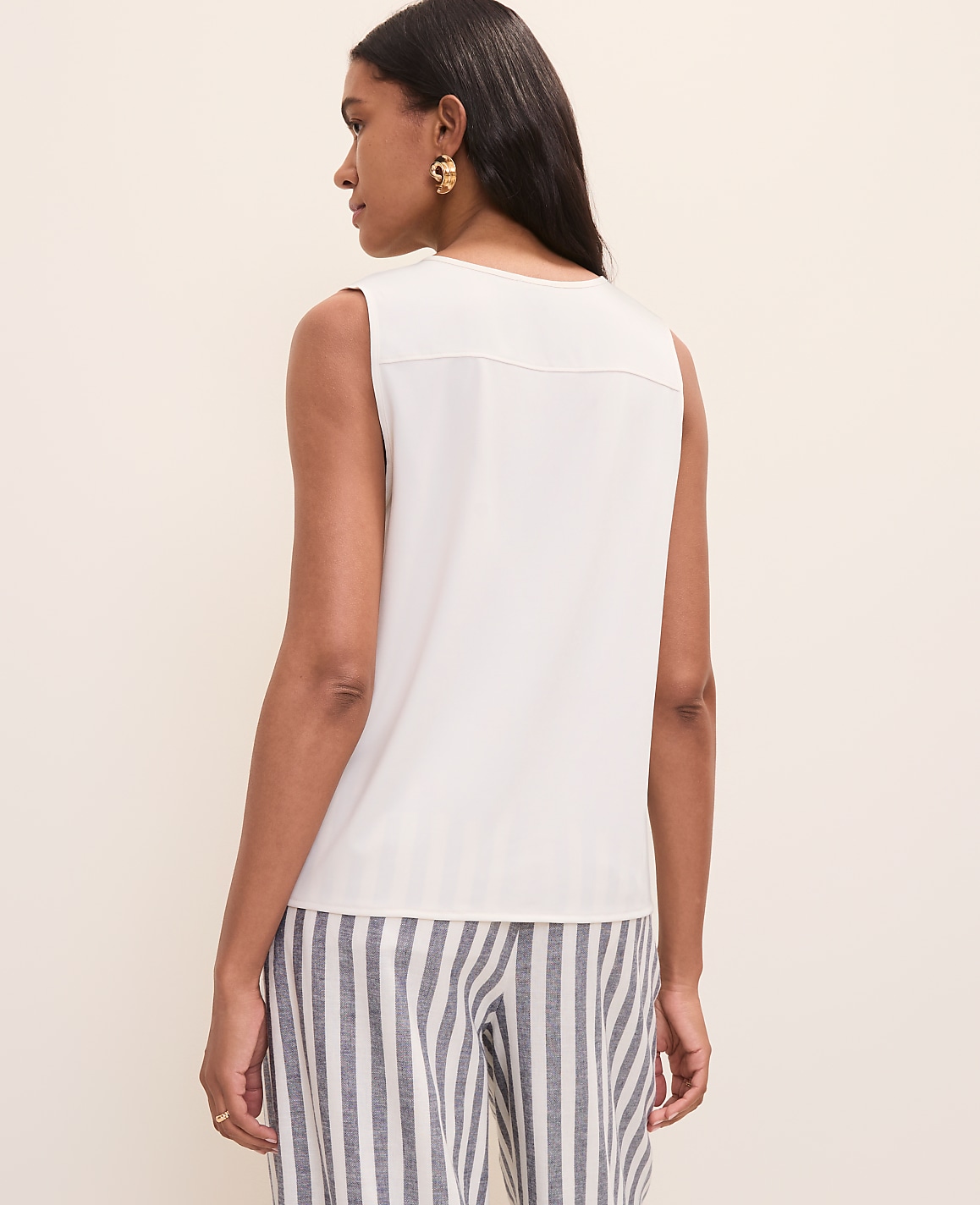 Petite Mixed Media Button Down Top