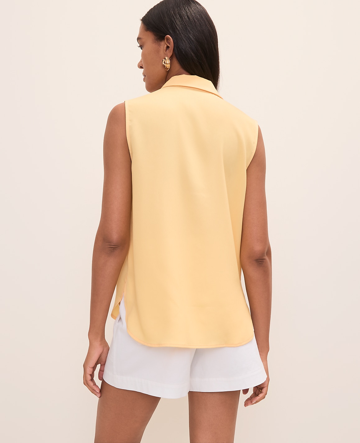 Petite Sleeveless Collar Shirt