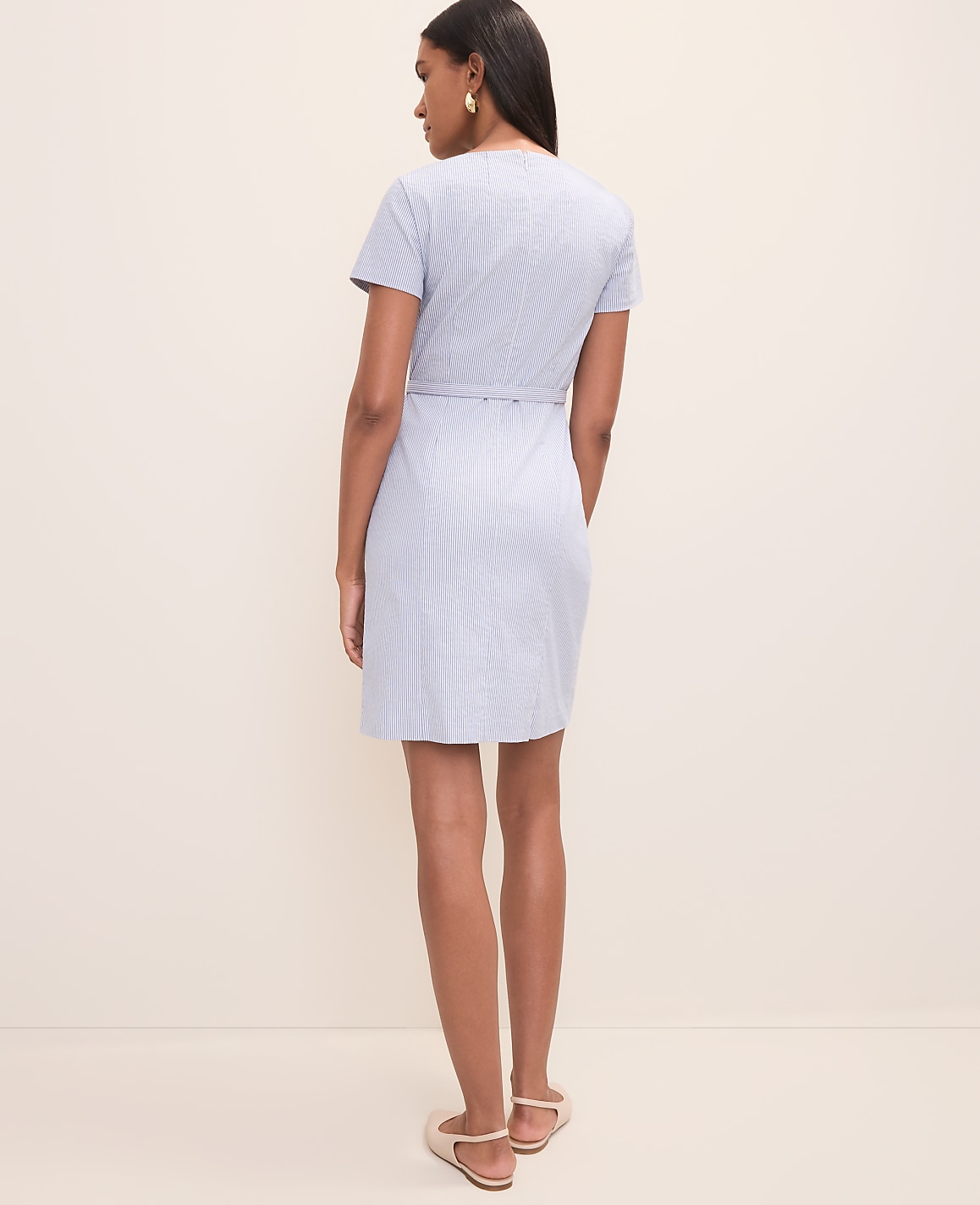 Striped Crew Neck Flare Dress