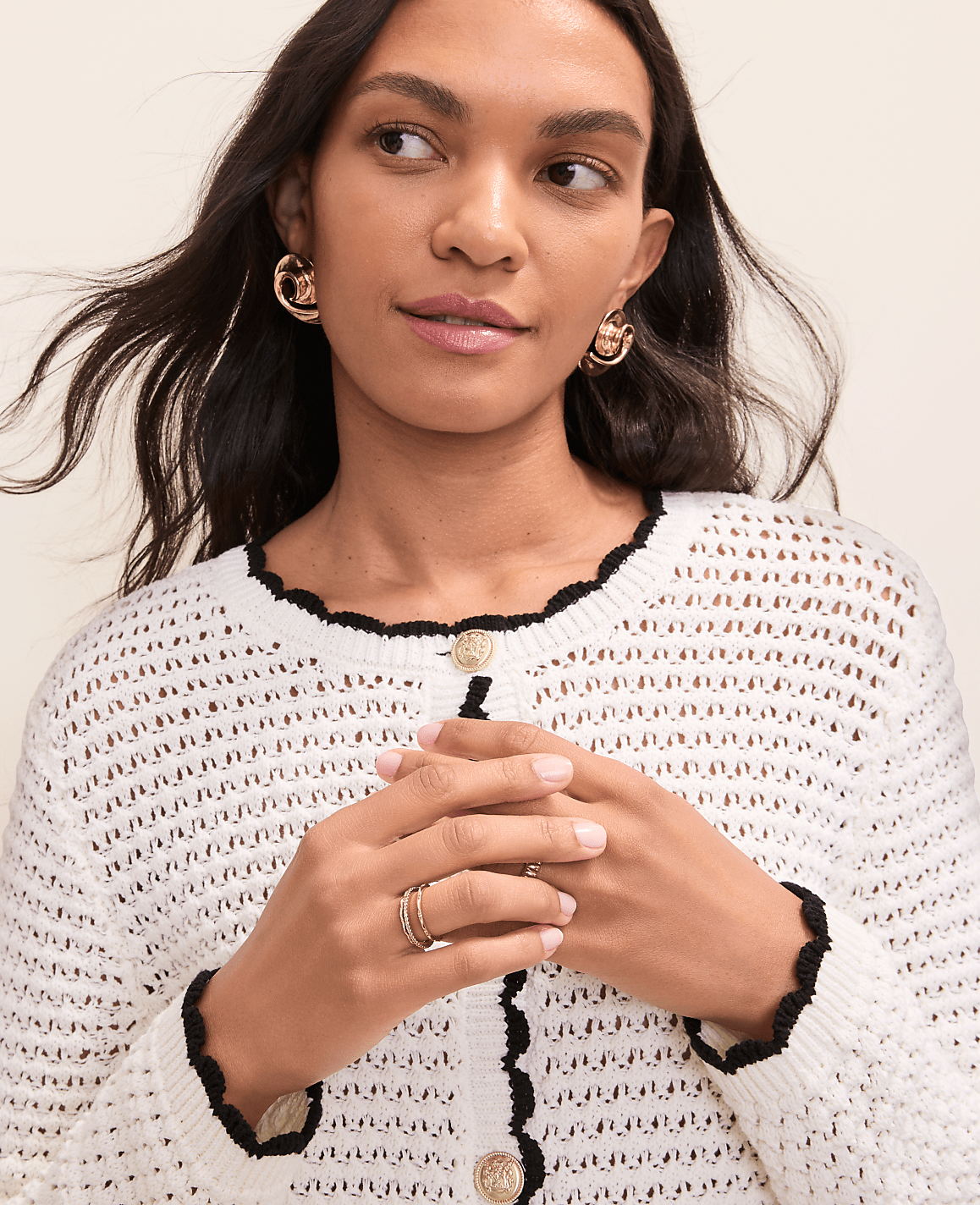 Scalloped Trim Cardigan