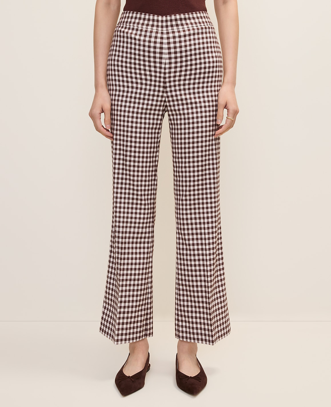 The Petite Gingham Side Zip Flare Pant &mdash; Curvy Fit