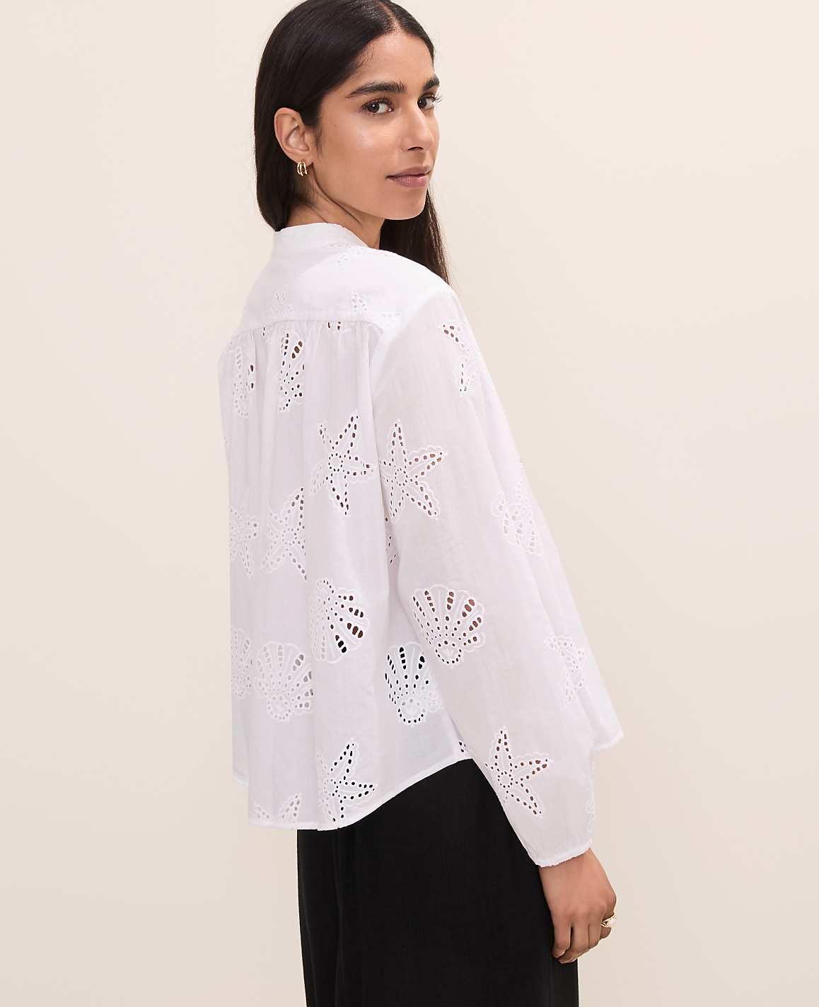 Seashell Eyelet V-Neck Popover