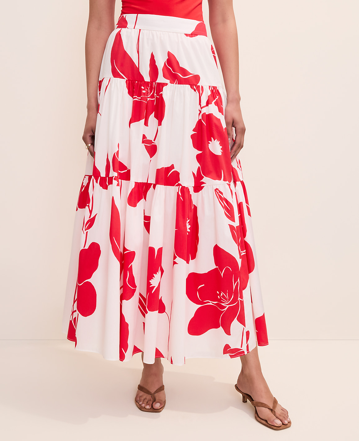 Petite Floral Tiered Full Skirt