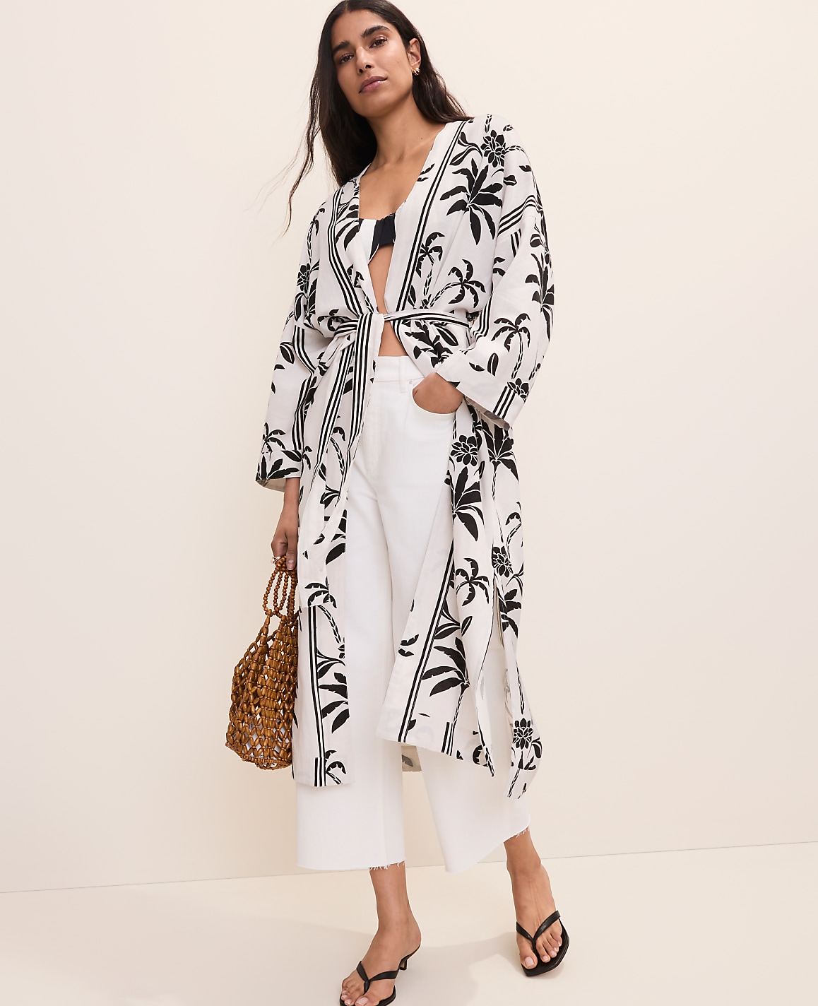 Palm Tree Belted Kimono