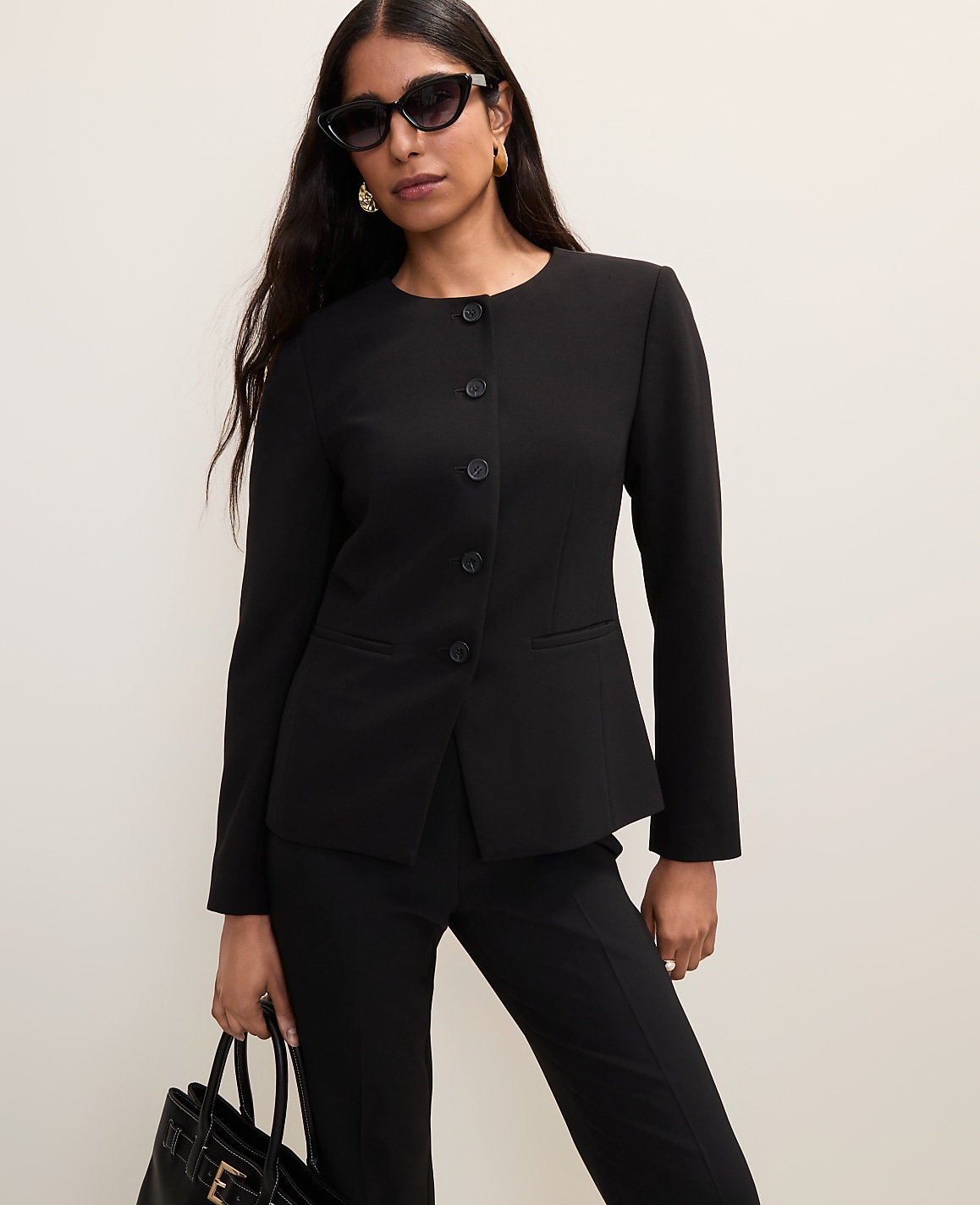 Petite Split Hem Jacket in Fluid Crepe