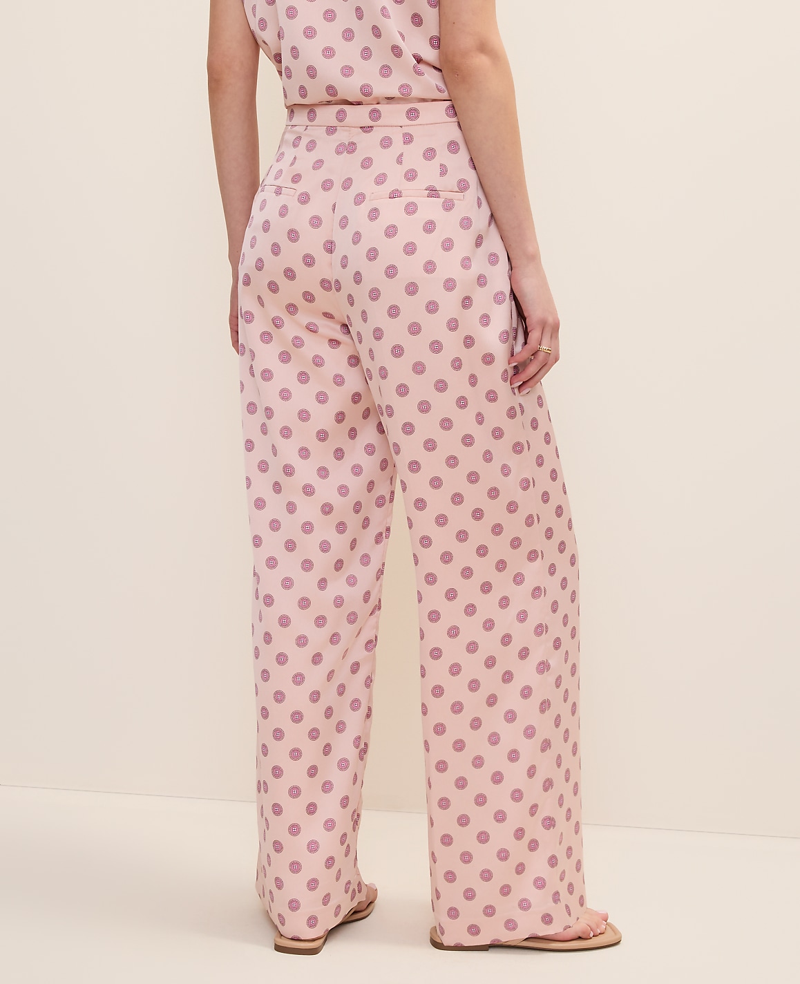 The Side Zip Wide-Leg Pant in Geo Satin