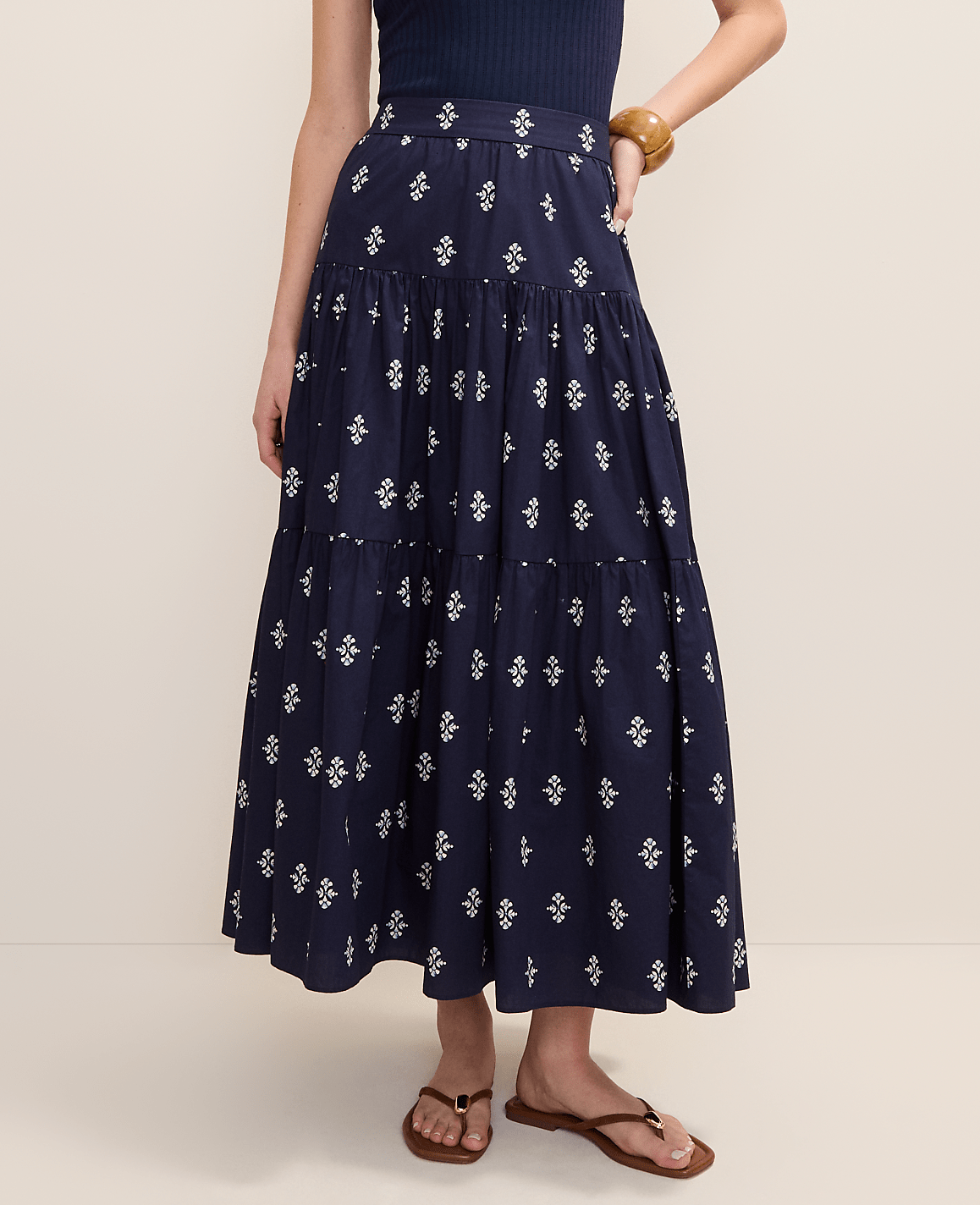 Petite Weekend Tiered Full Skirt in Geo Print
