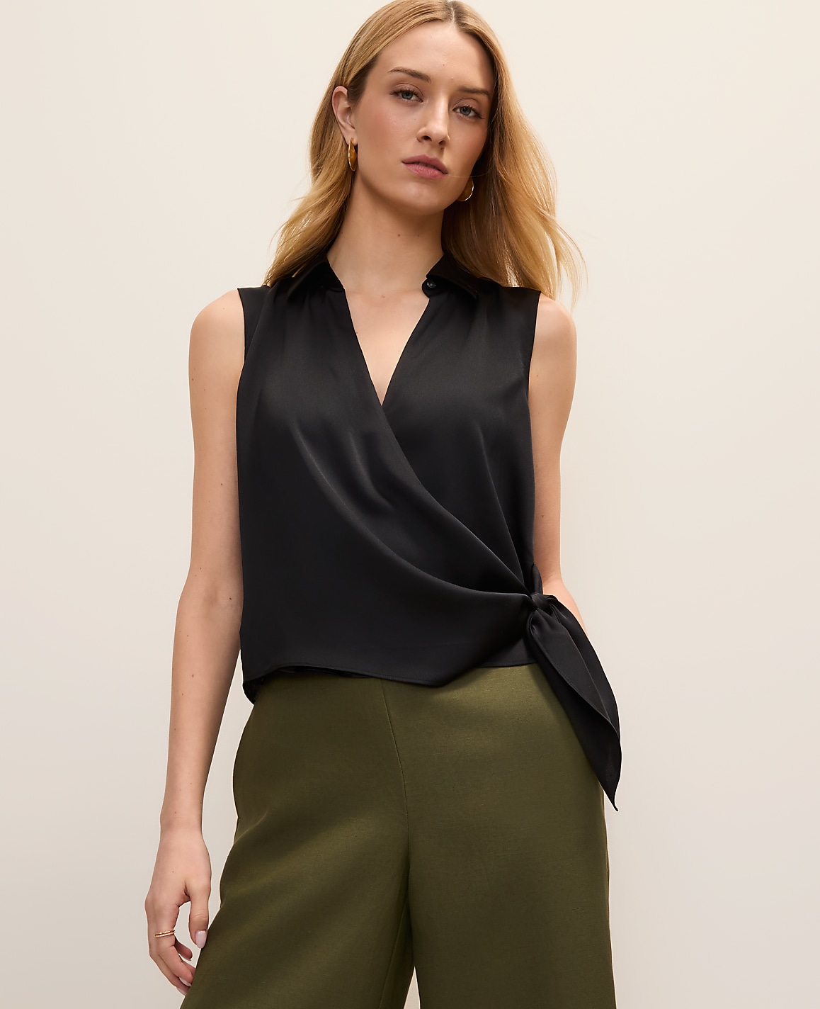 Petite Tie Waist Blouse