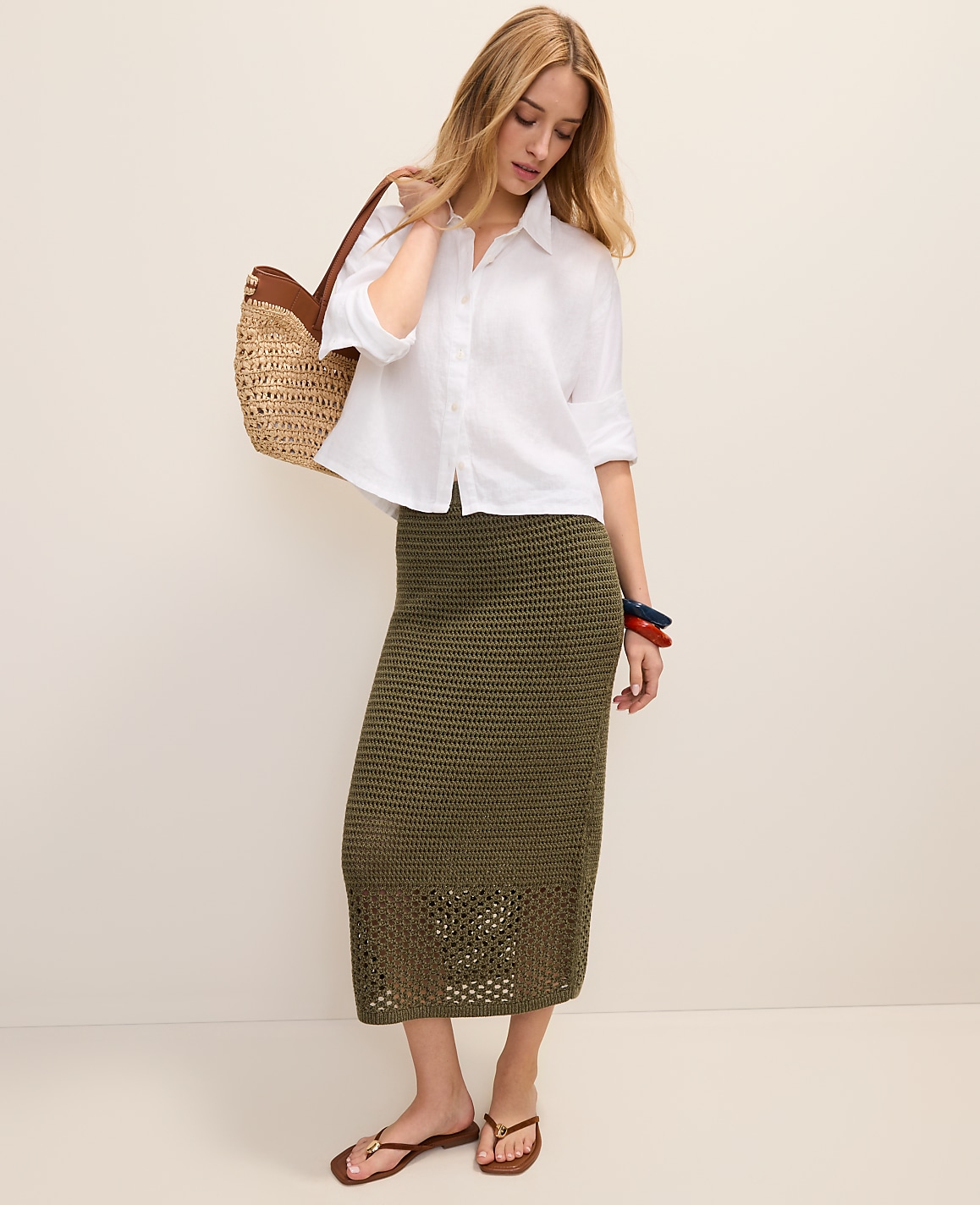 Petite Crochet Midi Sweater Skirt