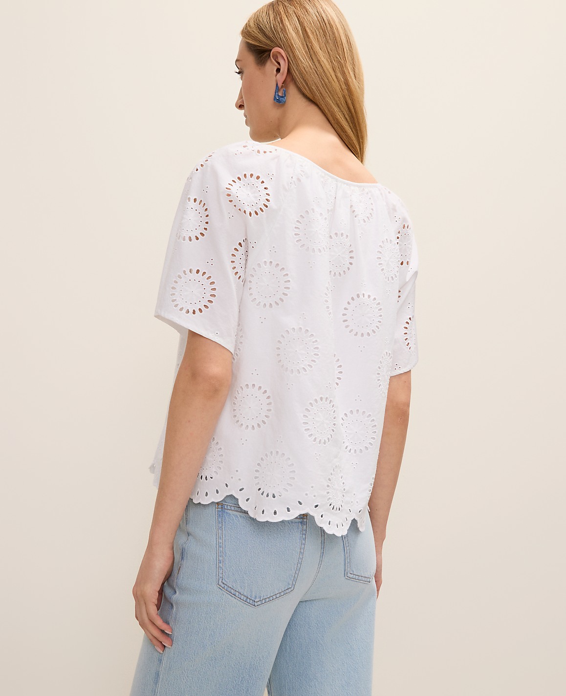 Weekend Eyelet Scalloped Top