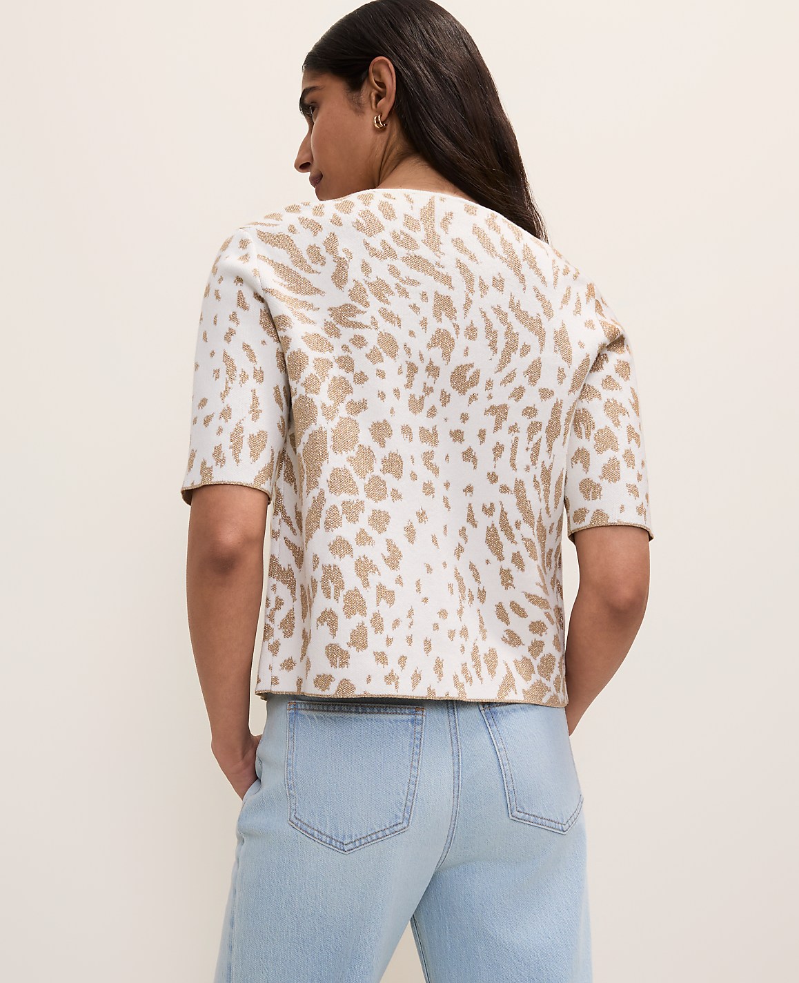 Petite Animal Print Short Sleeve Cardigan
