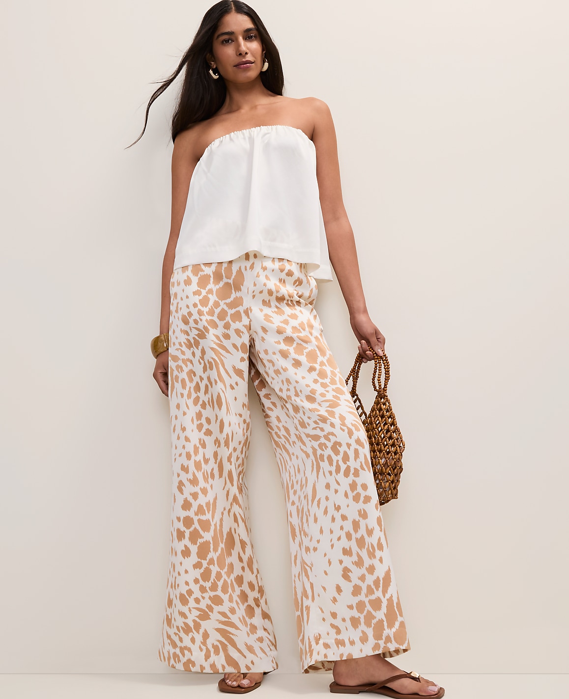 Easy Wide-Leg Pant in  Animal Print Satin