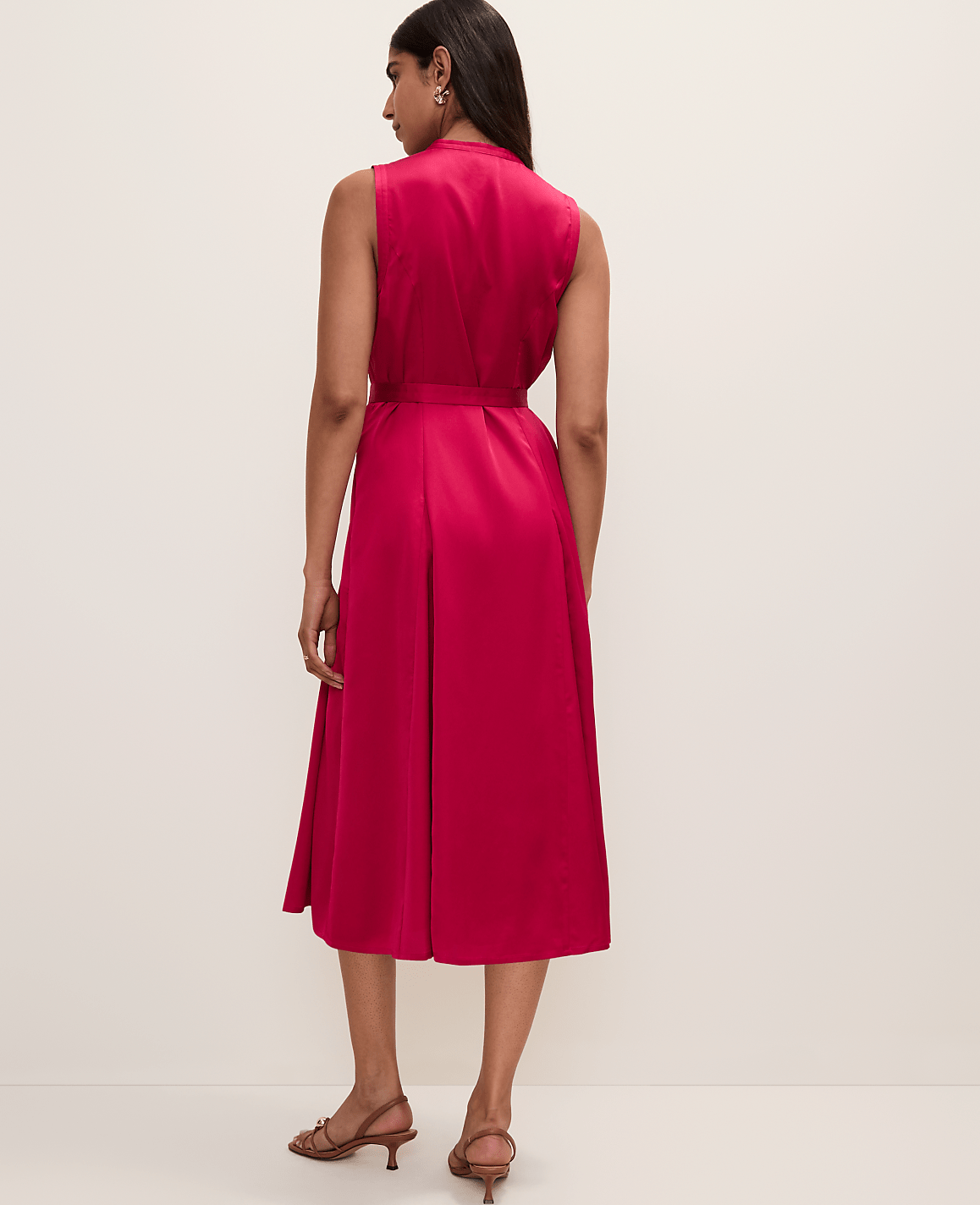 Belted Flare Midi Dress