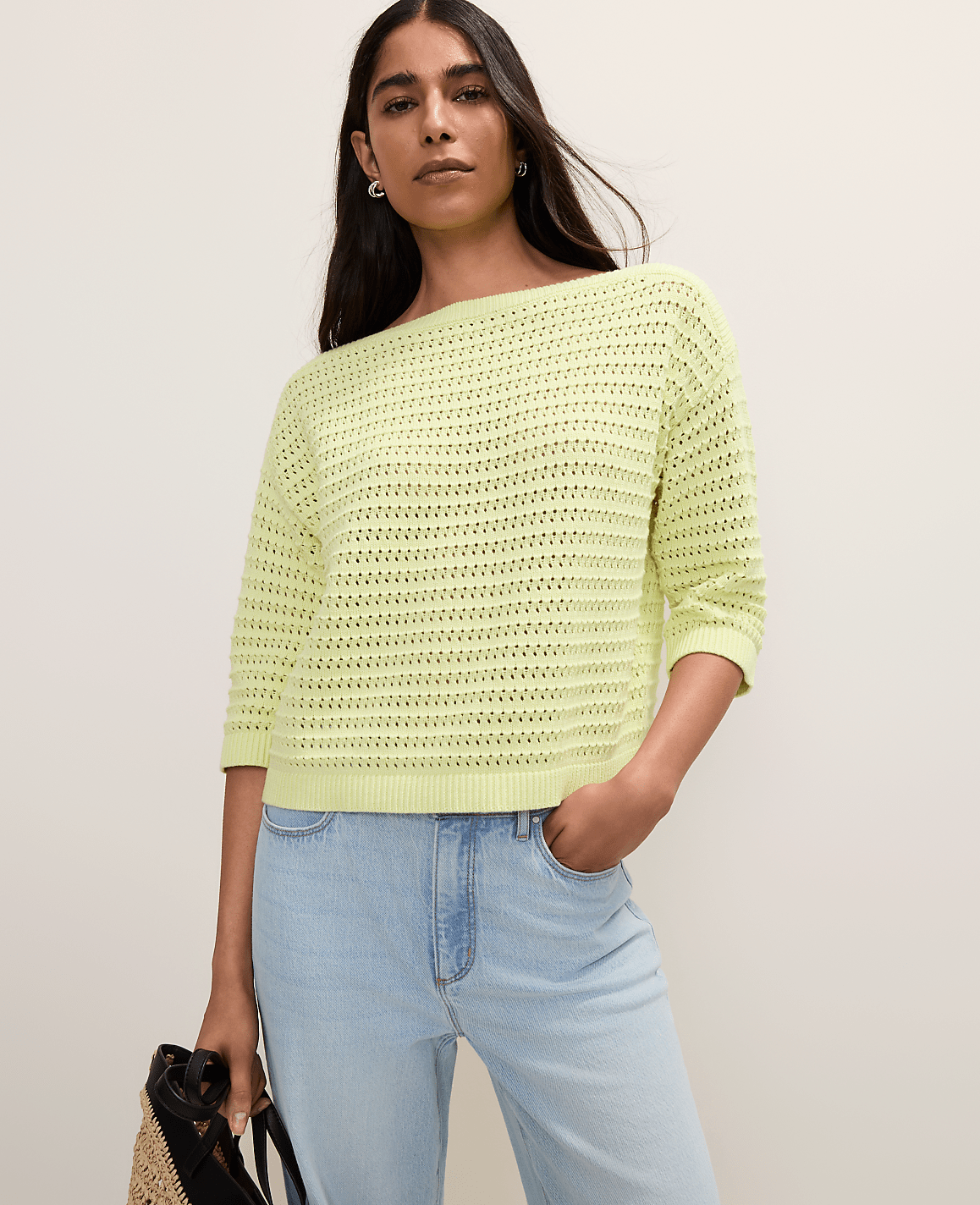 Pointelle Boatneck Sweater