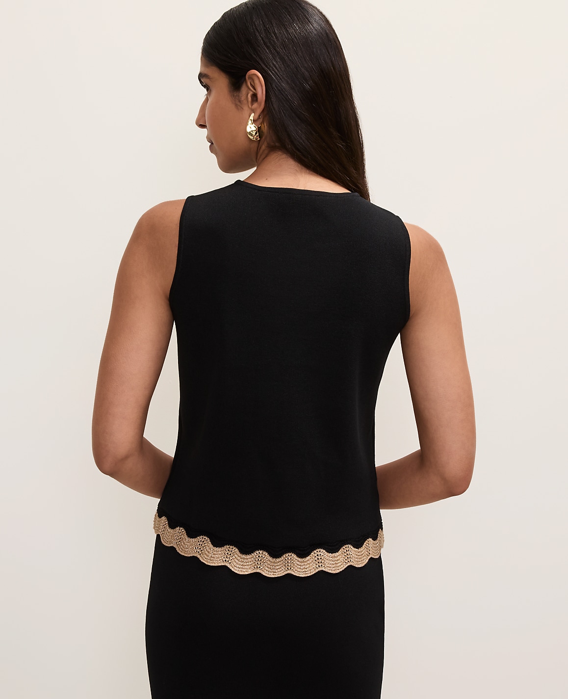 Metallic Trim Sweater Shell