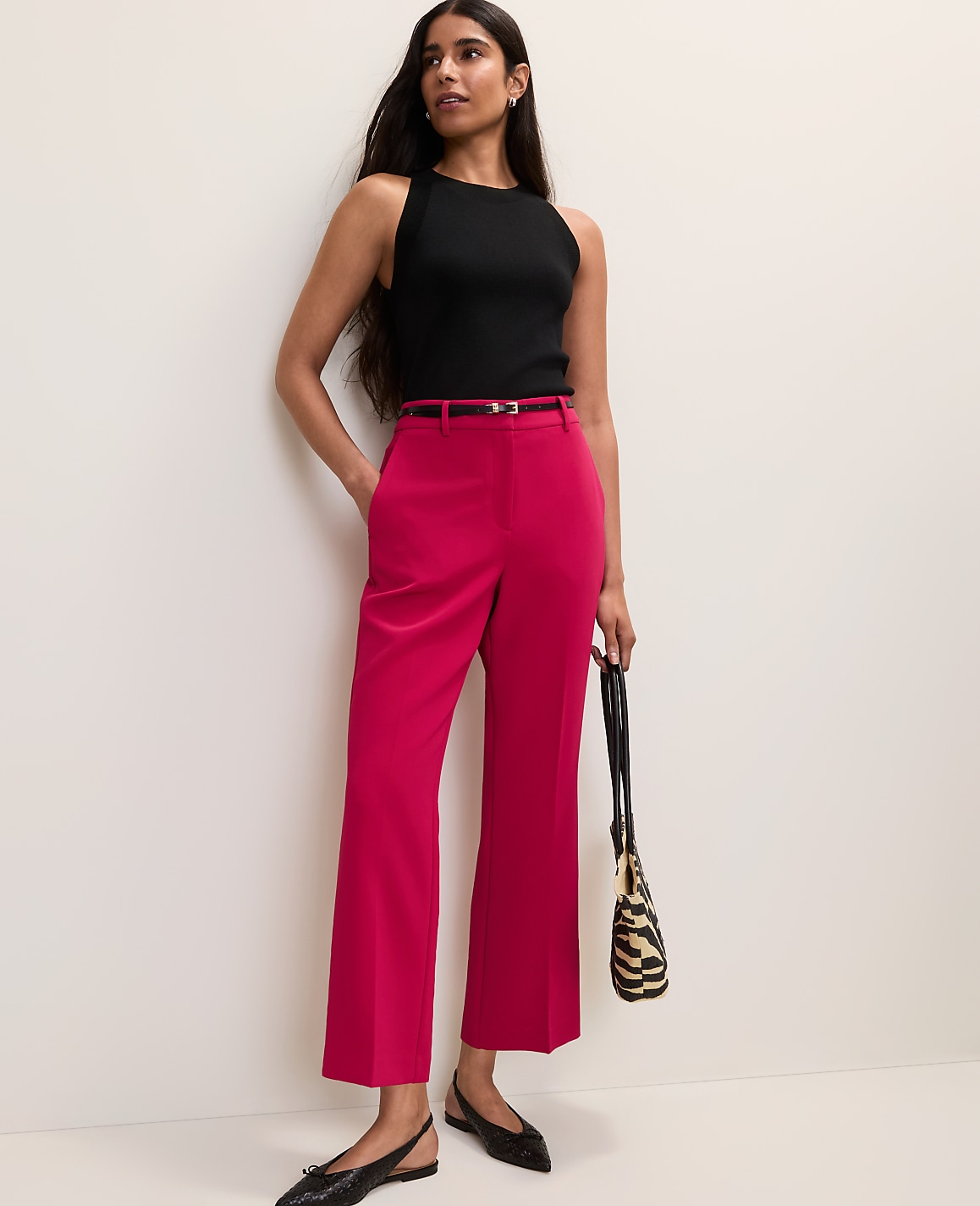 The Petite Flare Ankle Pant in Fluid Crepe