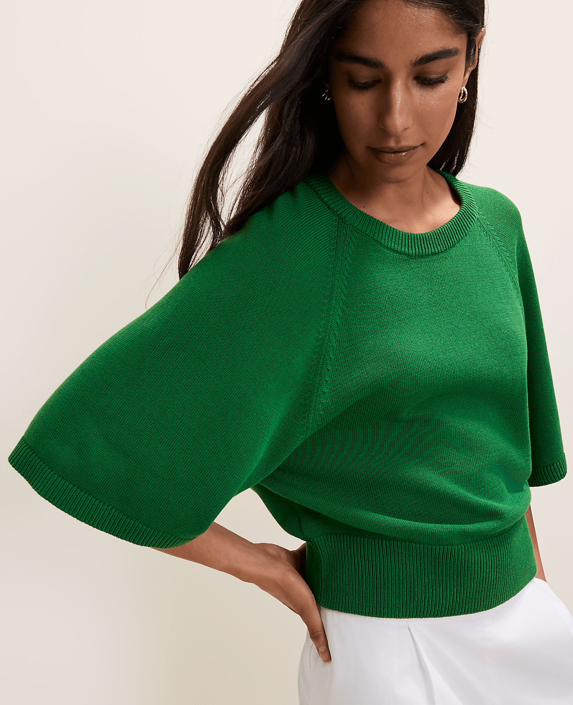 Petite Raglan Crew Neck Sweater