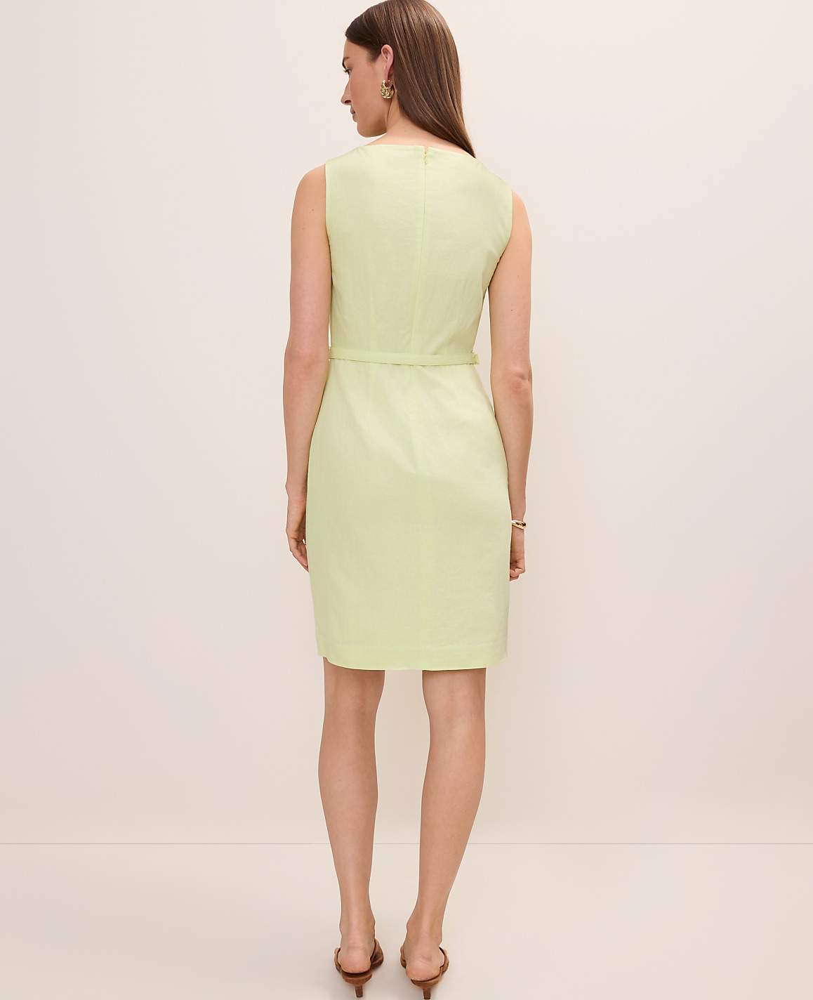 The Petite Belted Shift Dress in Linen Blend