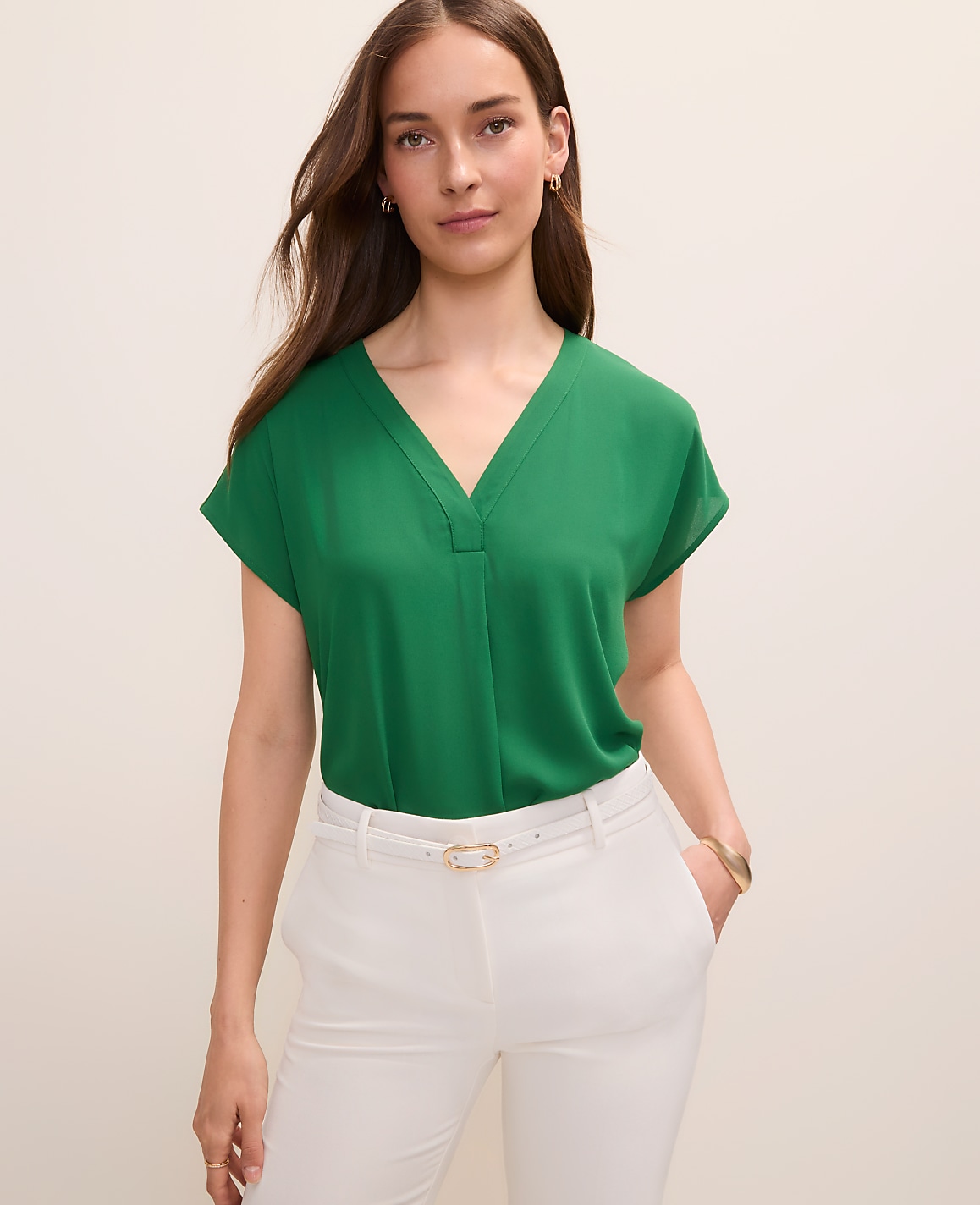 Mixed Media Pleat Front Top