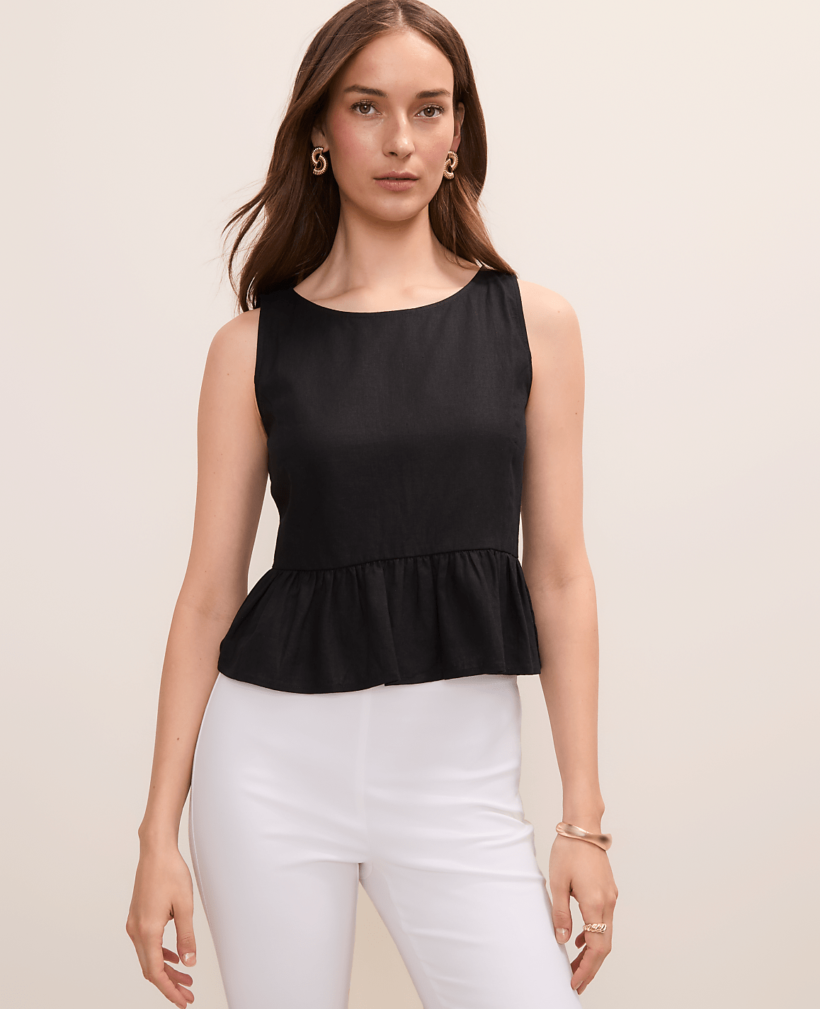Peplum Top in Linen Blend