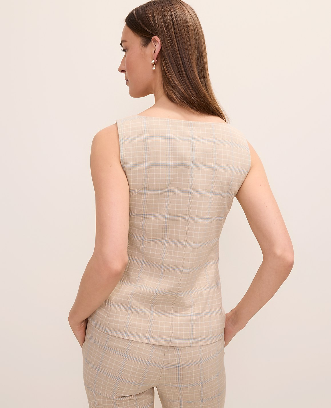 The Square Neck Tailored Vest in Plaid