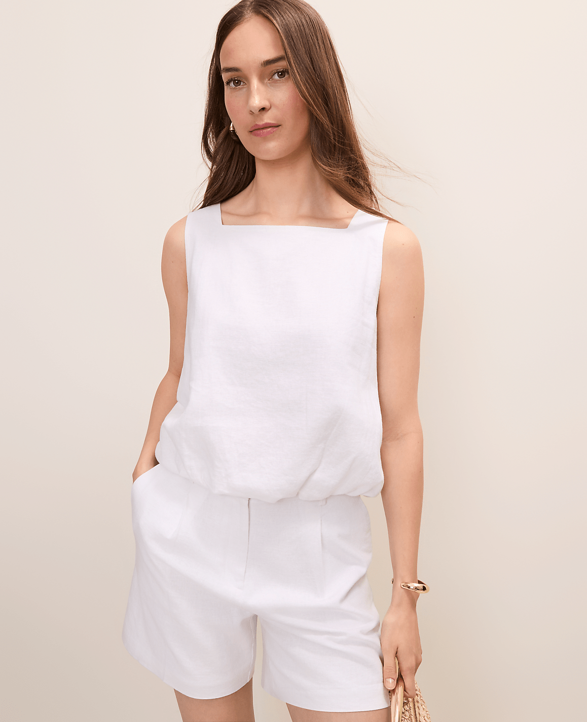 Bubble Hem Top in Linen Blend