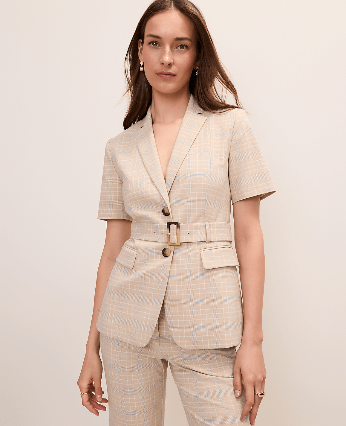 The Belted Greenwich Blazer in Plaid