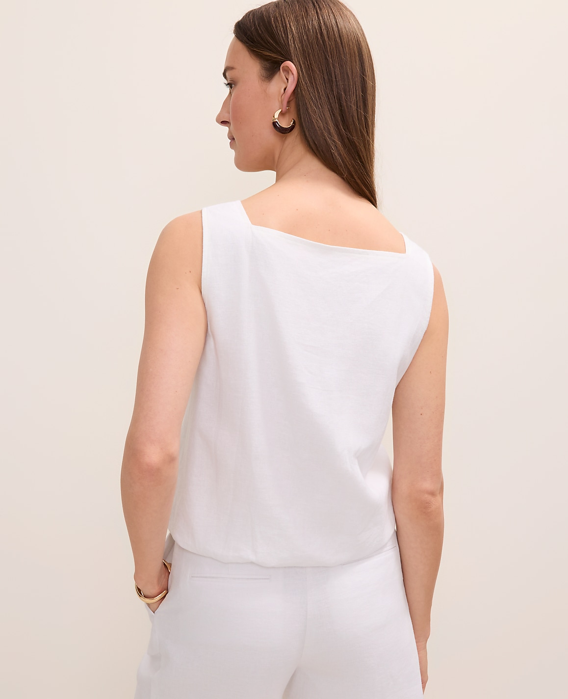 Bubble Hem Top in Linen Blend