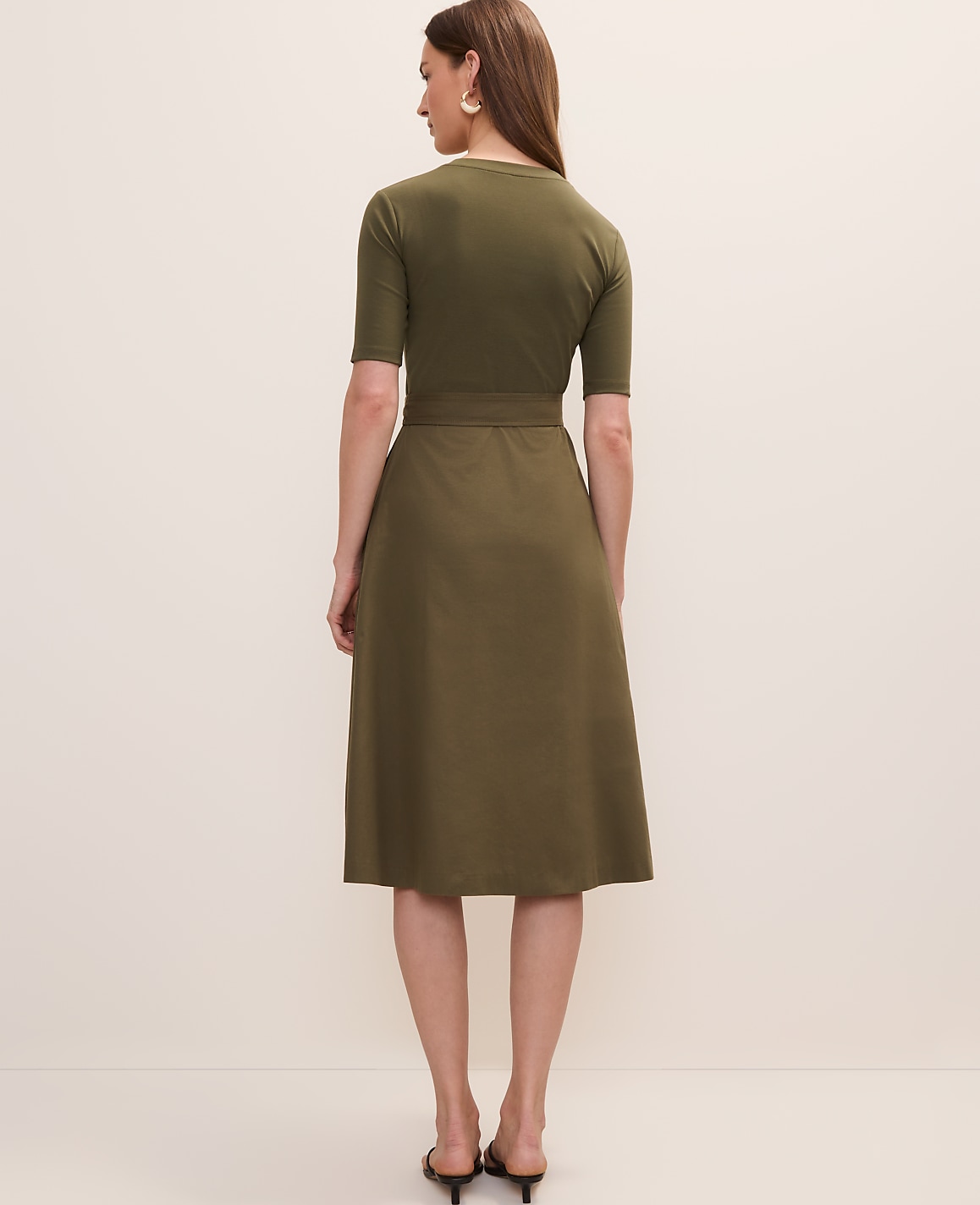 Petite Mixed Media Flare Midi Dress
