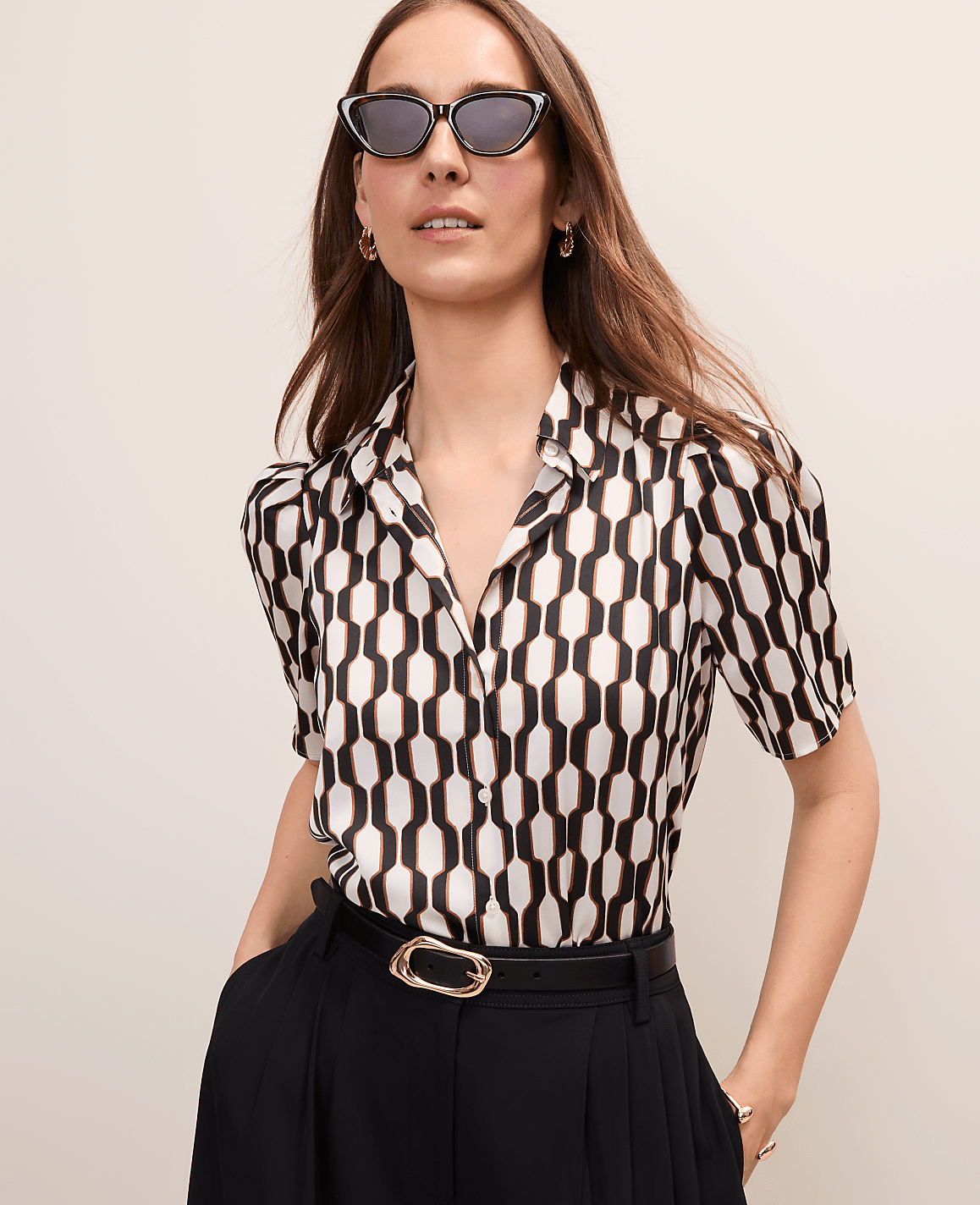 Petite Geo Button Down Shirt