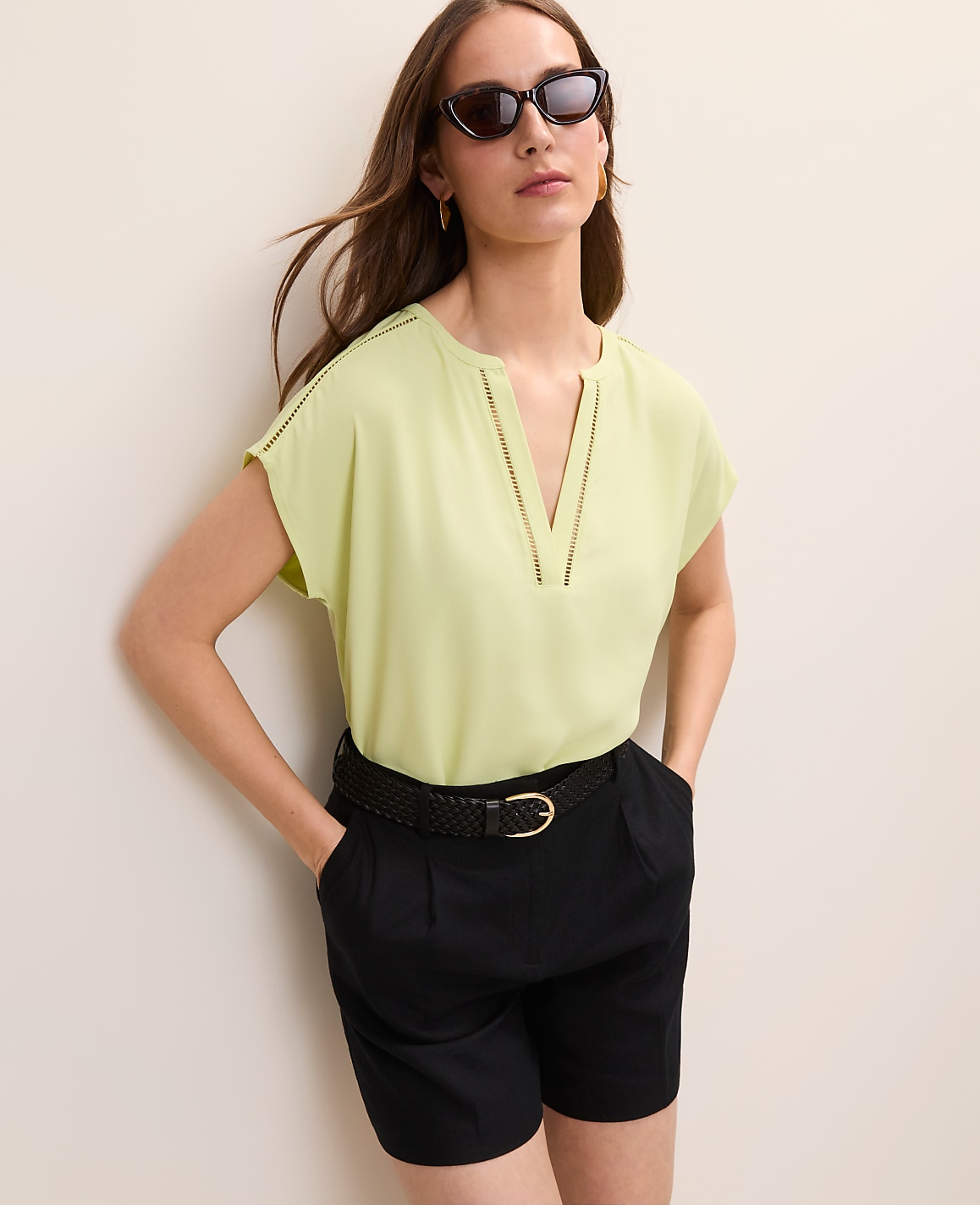 Lace Trim Mixed Media Top
