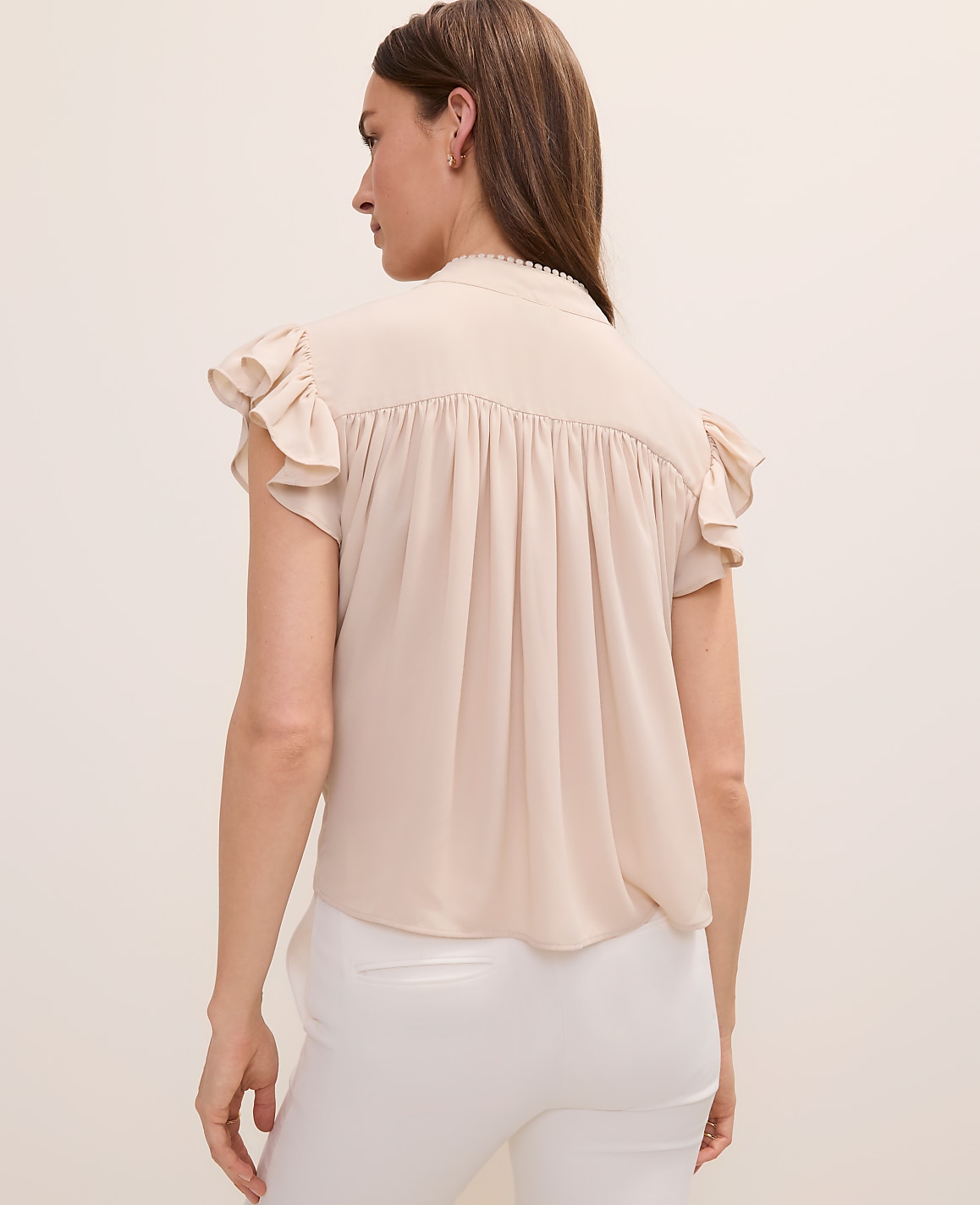 Flutter Sleeve Button Down Blouse