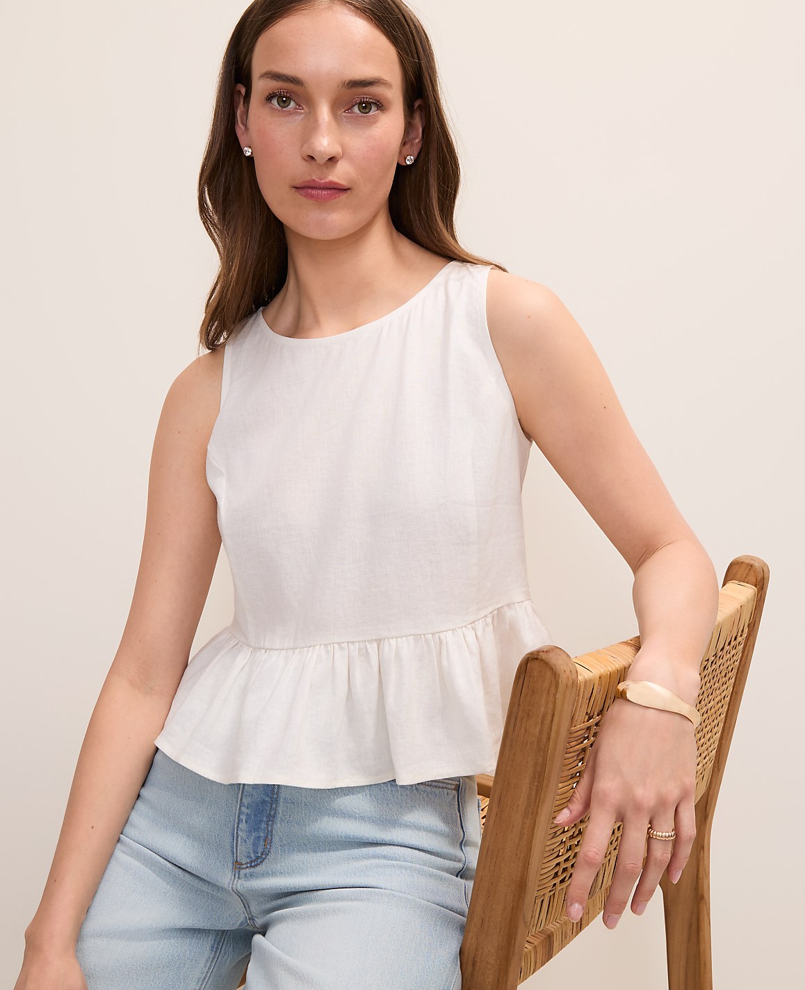 Peplum Top in Linen Blend