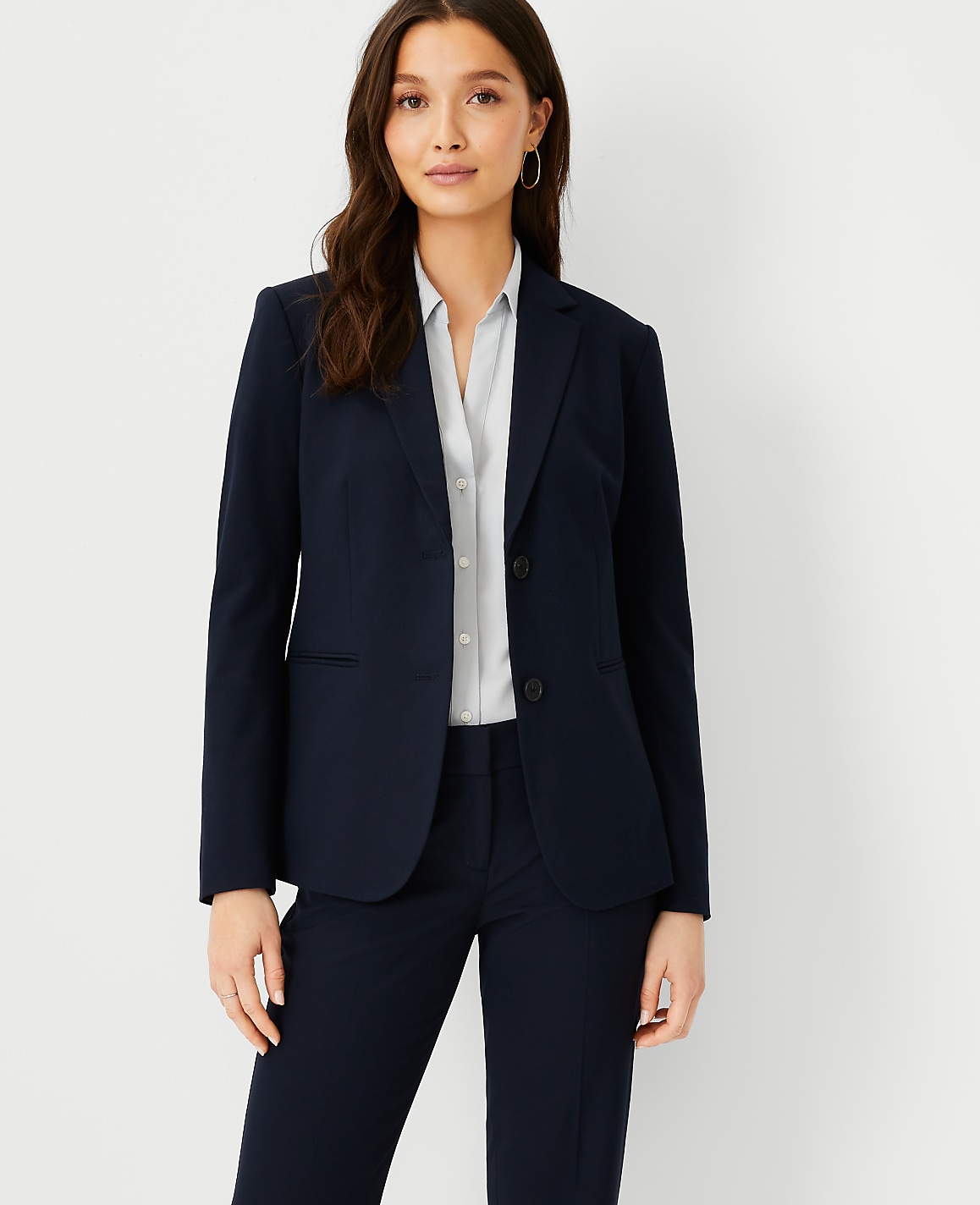 The Petite Long Two Button Blazer in Seasonless Stretch