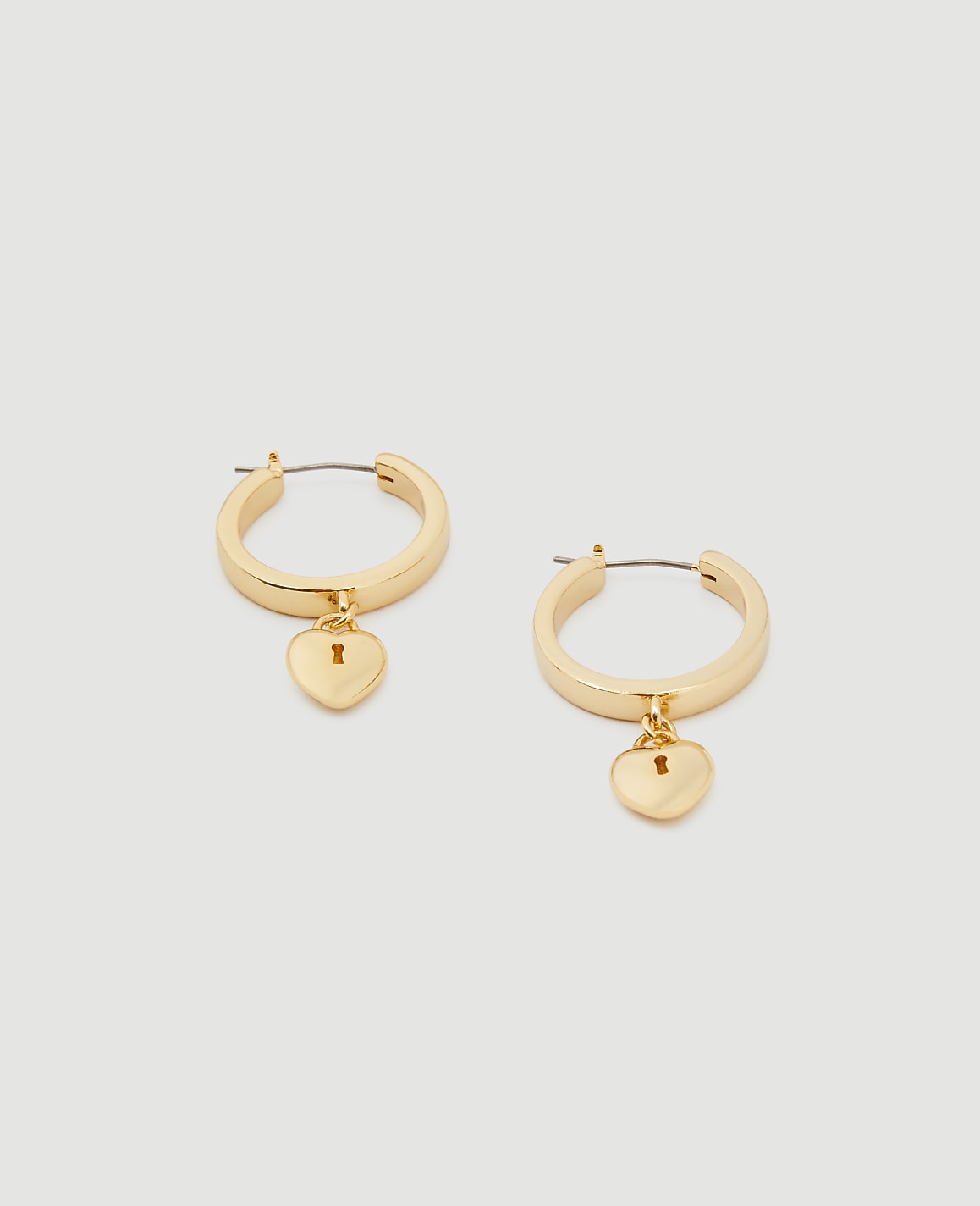 Enamel Heart Lock Huggie Earrings