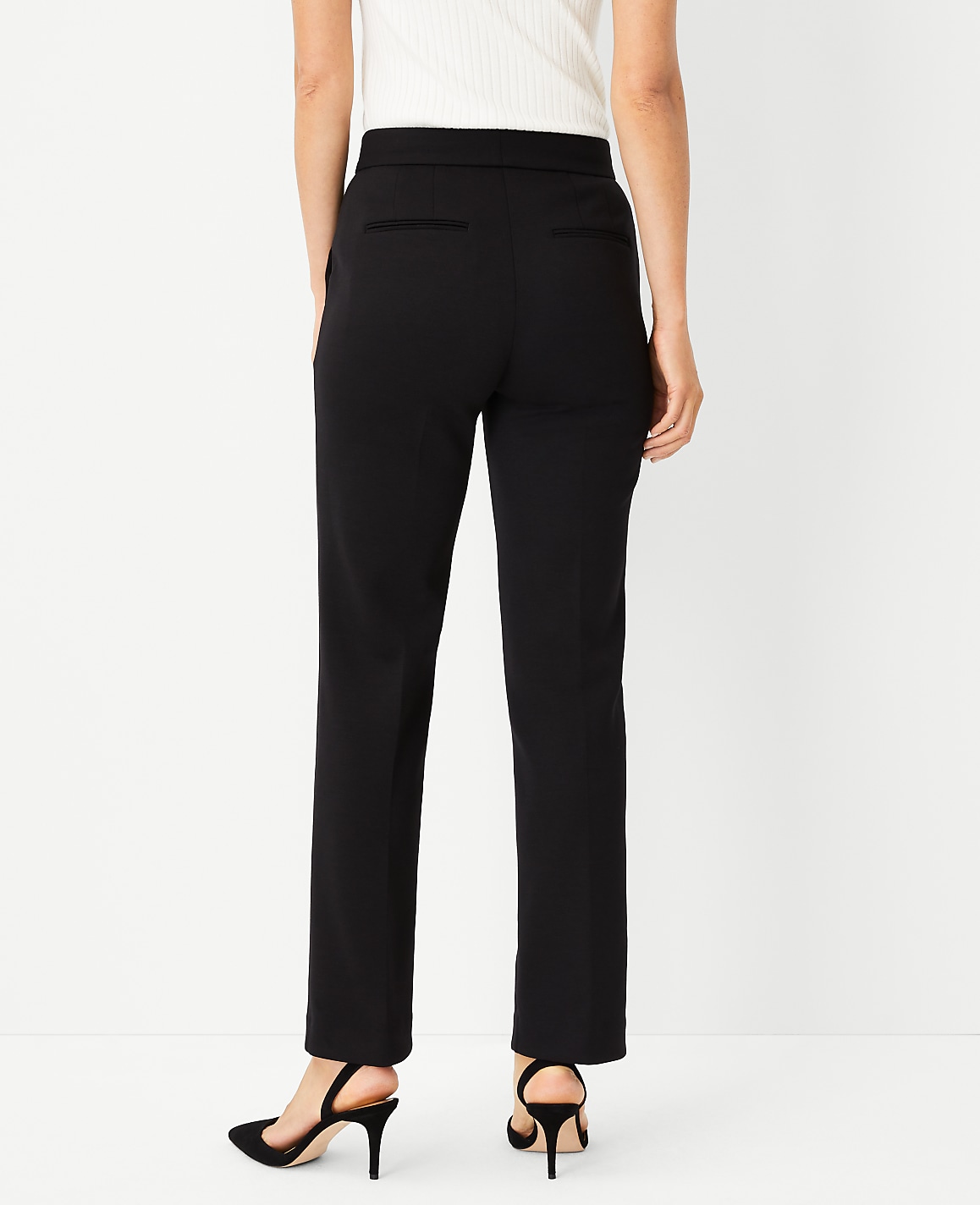 The Pintucked Straight Leg Pant in Double Knit