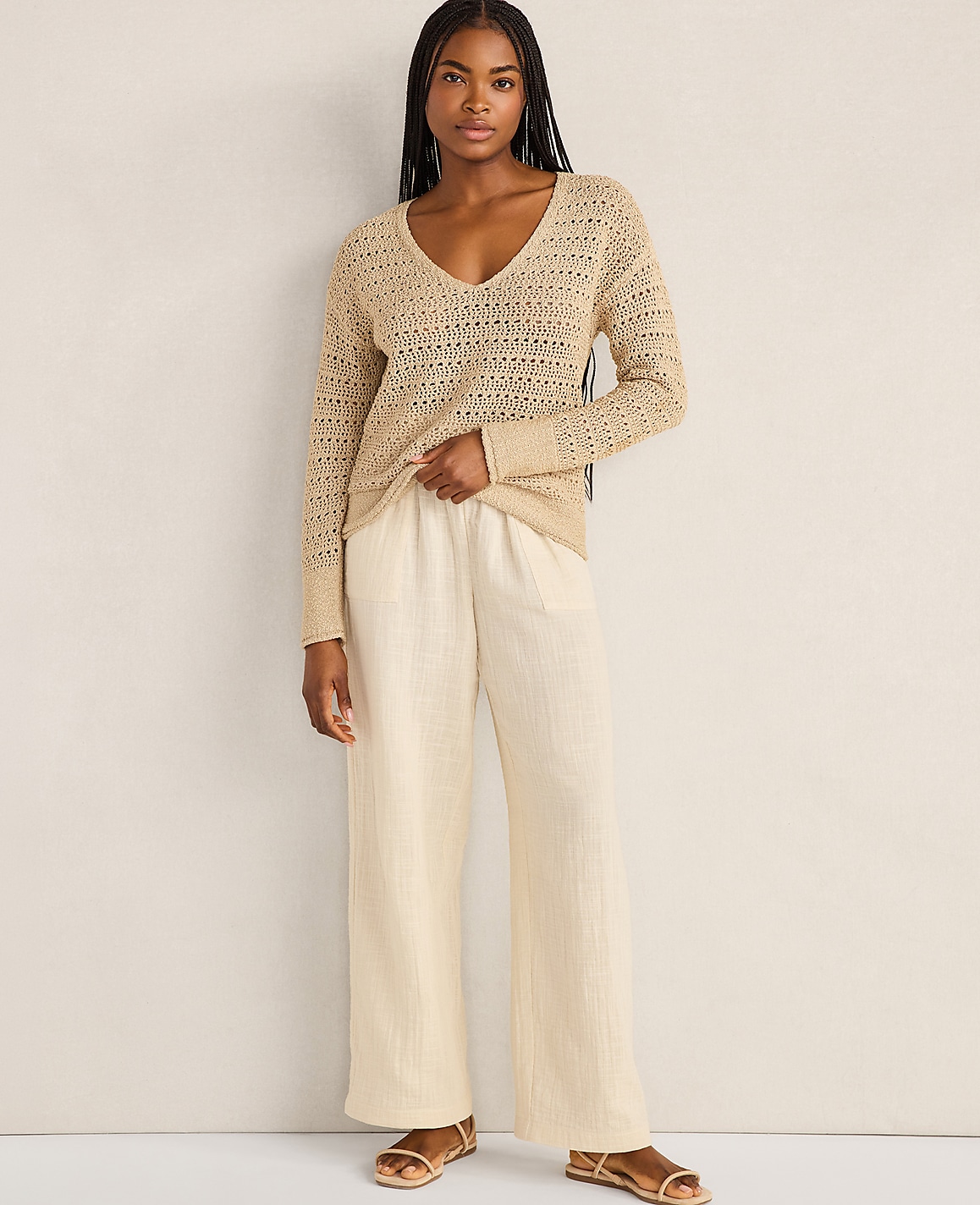 Haven Well Within Textured Cotton V-Neck Sweater