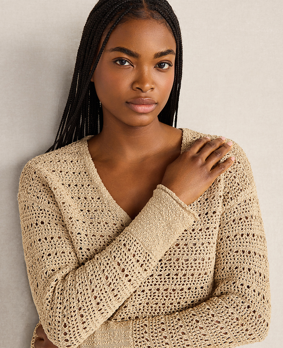 Haven Well Within Textured Cotton V-Neck Sweater