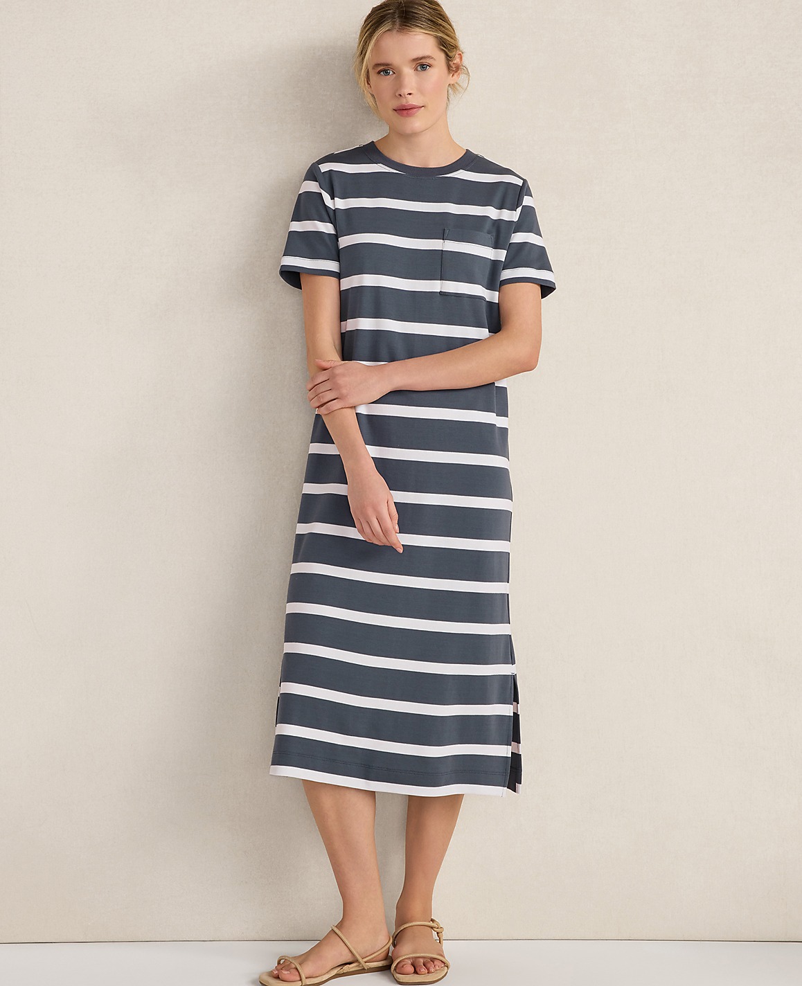 Haven Well Within Organic Cotton Interlock Striped Short Sleeve Dress