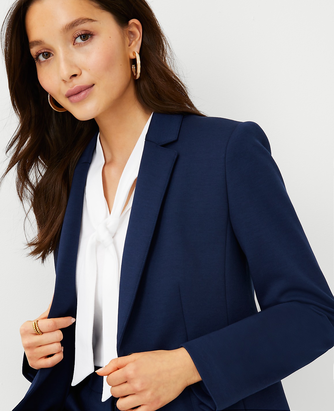 The Notched Two Button Blazer in Double Knit image number null