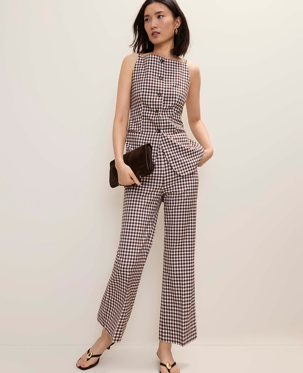 The Petite Strappy Vest in Gingham