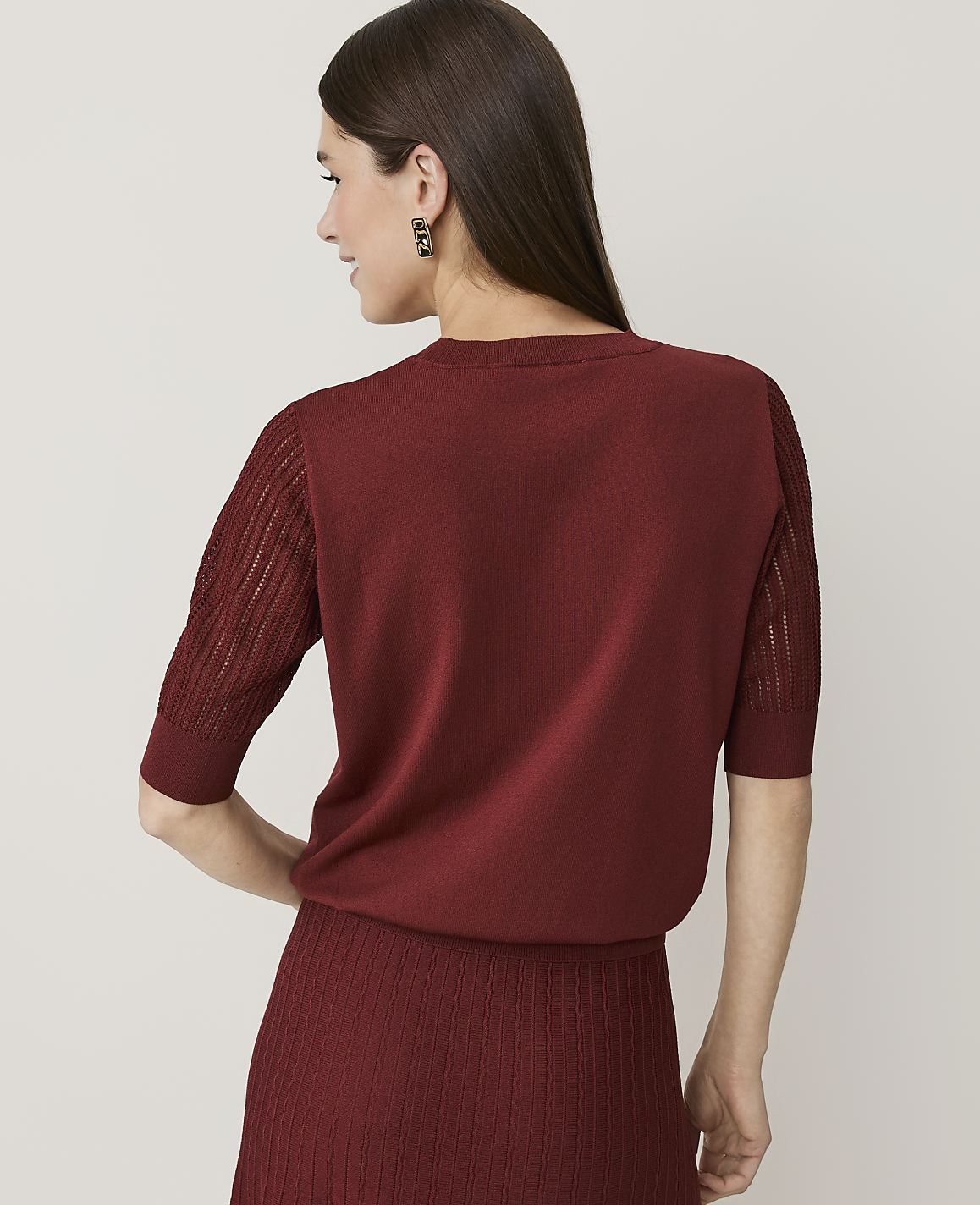 Petite Pointelle Sleeve Sweater Tee