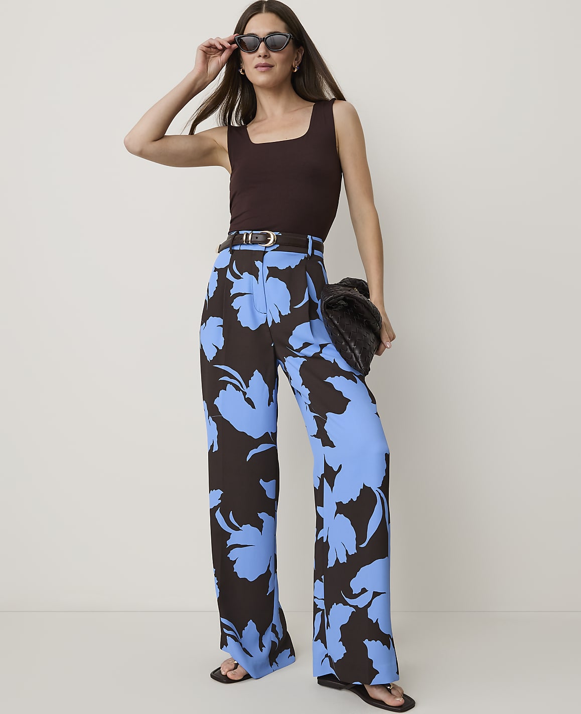 The Petite Floral Pleated Wide-Leg Pant