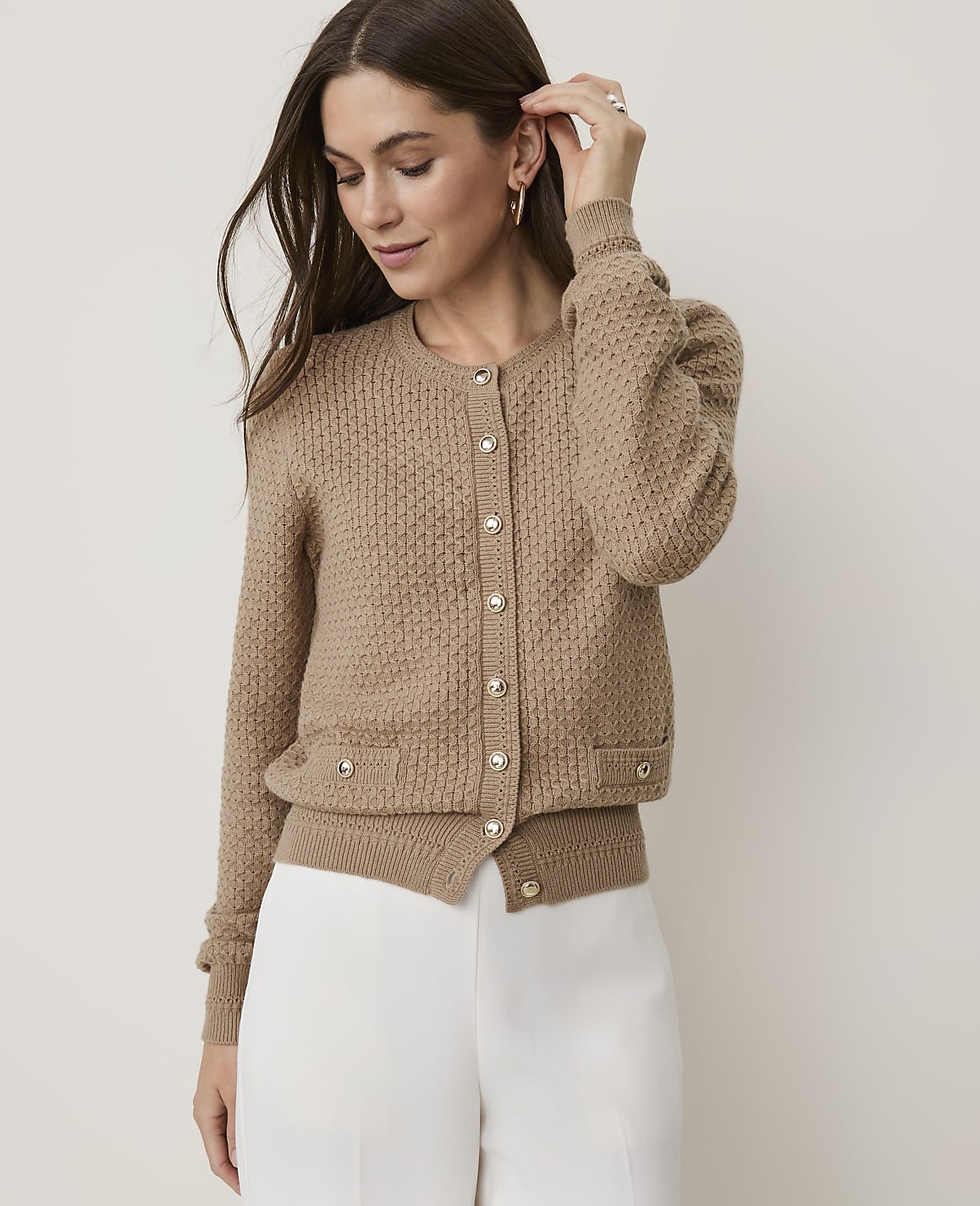 Petite Pointelle Stitch Cardigan