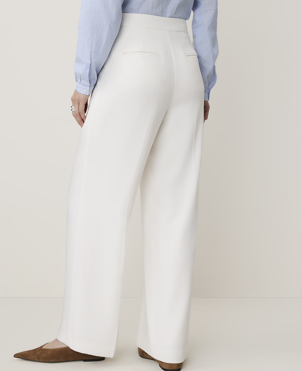 The Petite Side Zip Wide-Leg Pant in Fluid Crepe